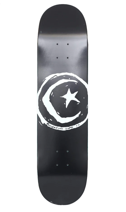 Star & Moon Skateboard Deck Black 8.375 Inch - Perfect for Street Skating & Skatepark Tricks