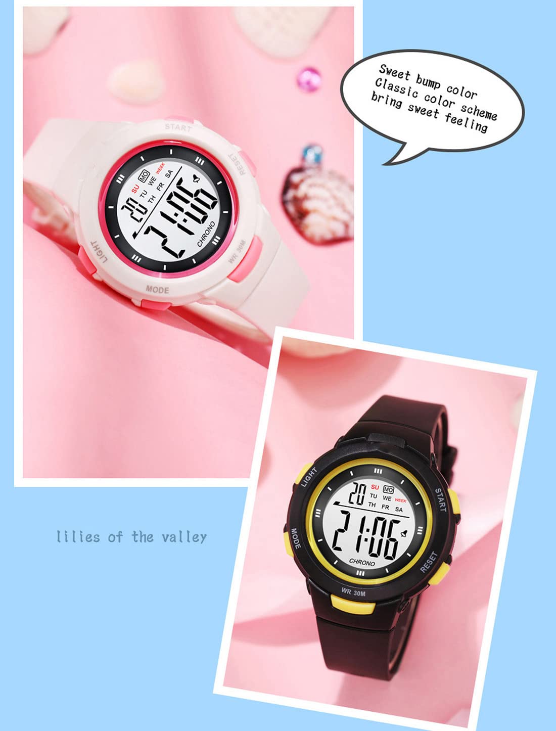Women's LED Digital Sports Watch - 5Bar Waterproof, Alarm, Silicone Strap - Perfect for Running, Swimming & Outdoor Activities