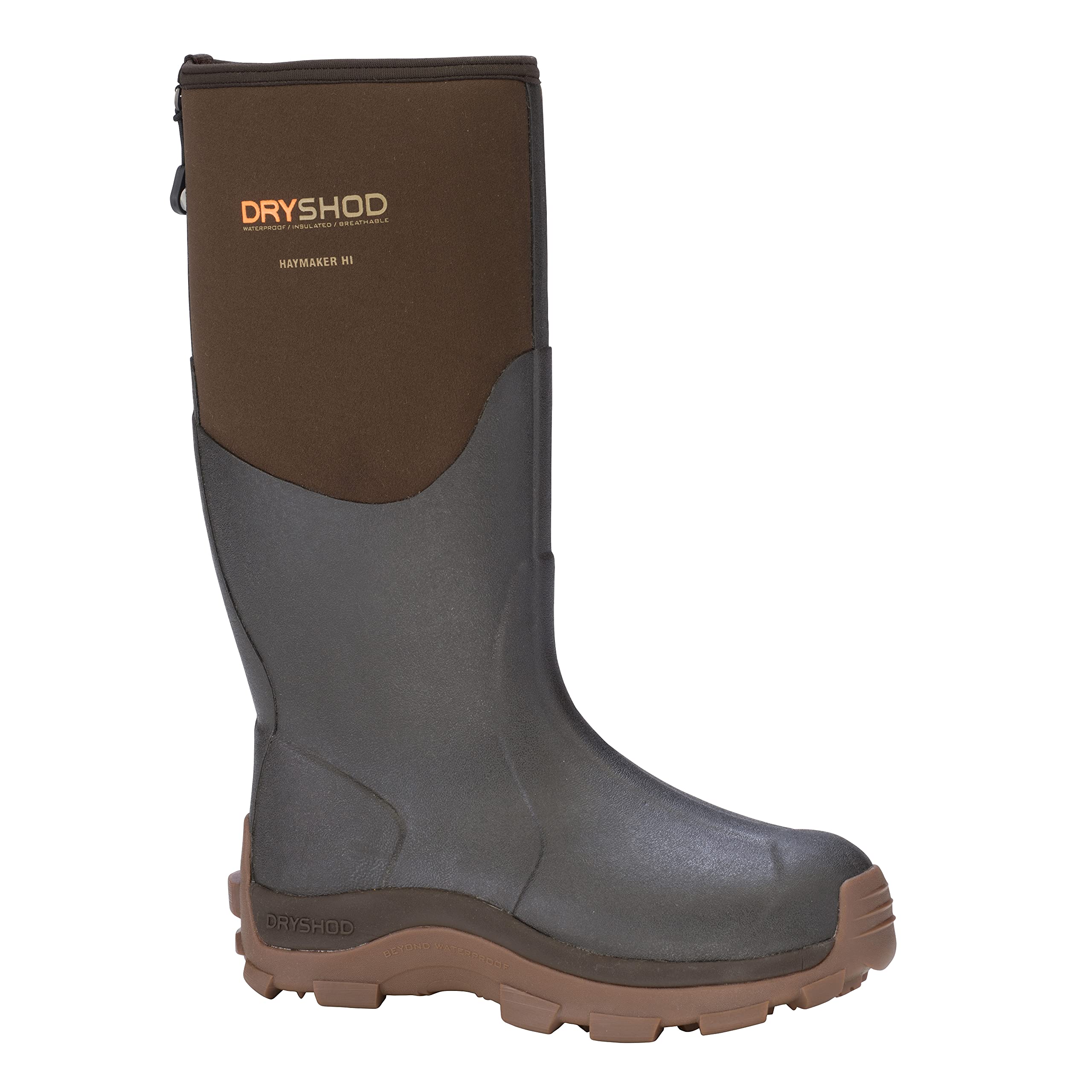**Dryshod Men's Haymaker Hi Farm Boots - Waterproof, Slip-Resistant Work Boots for Farming, Construction & Outdoor Use - Brown (HAY-MH-BR)**