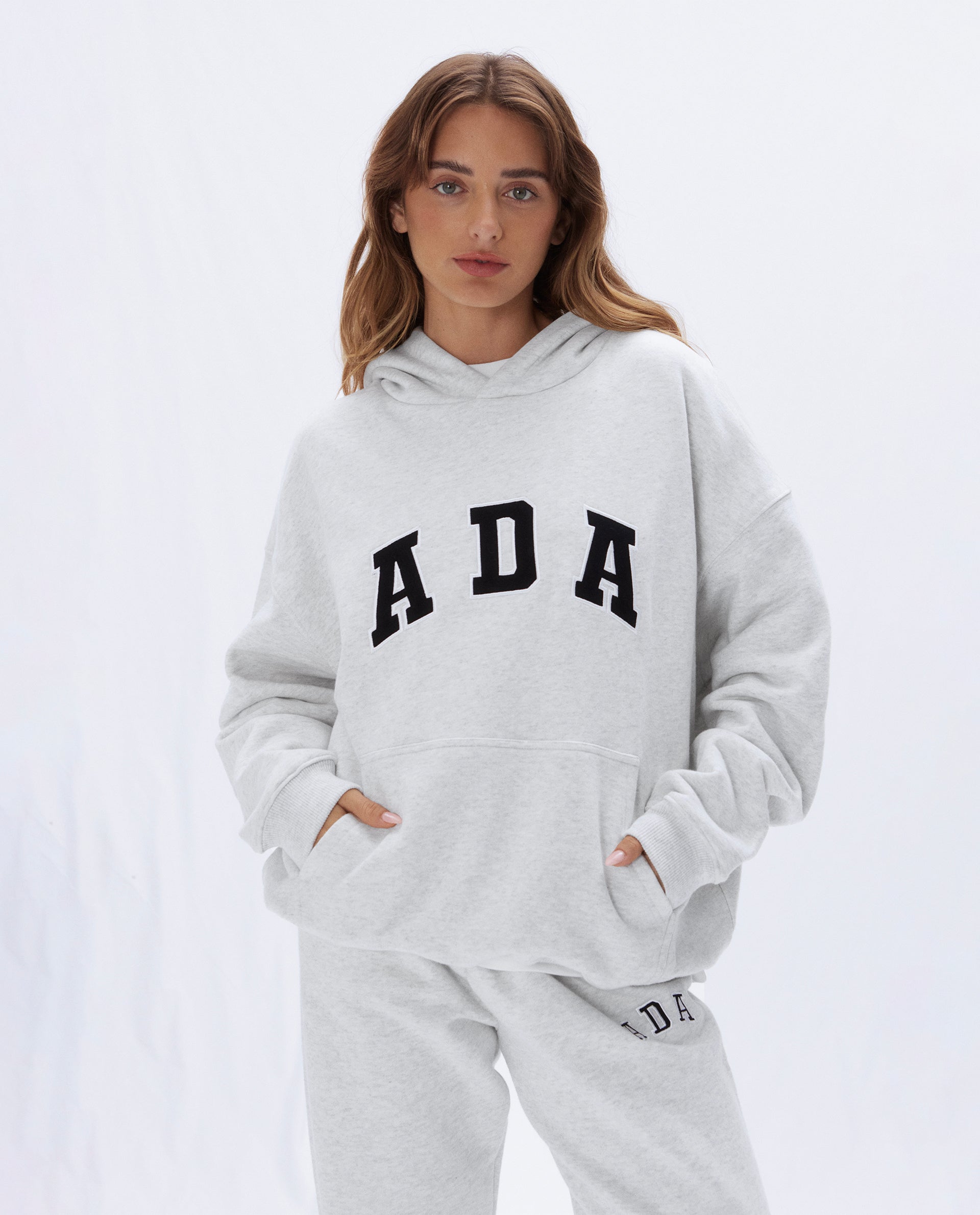 ADA Oversized Hoodie - Light Grey Melange | Cozy Unisex Pullover for Streetwear & Loungewear | Perfect for Casual Outfits & Relaxing at Home