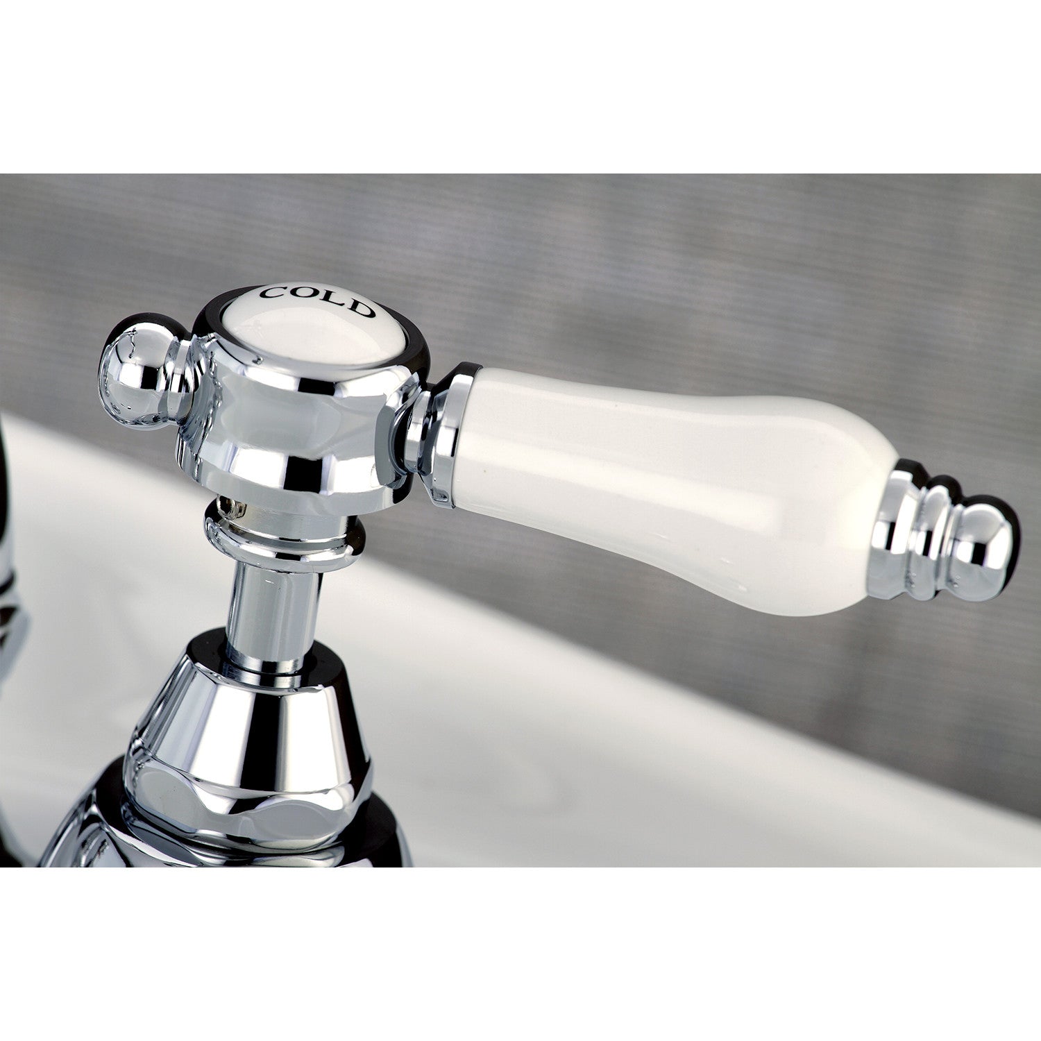 Bel Air KS7971BPL 3-Hole Deck Mount Bathroom Sink Faucet - Two Handle Bridge Design with Brass Pop-Up Drain - Polished Chrome Finish - Perfect for Modern Bathroom Vanities and Powder Rooms