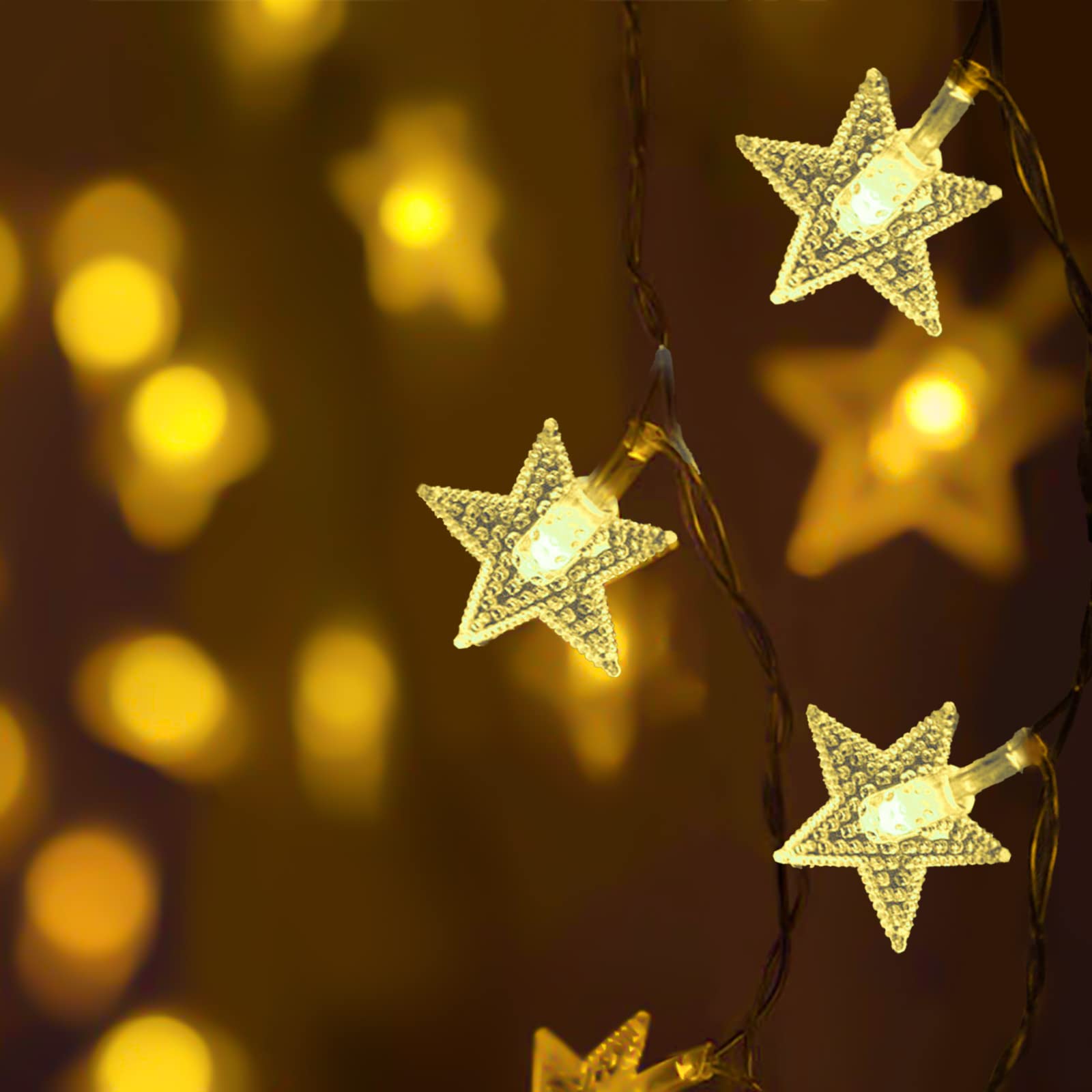 20 LED Fairy Lights Battery Operated - 10 FT Star String Lights with Twinkle Effect, Warm White Decorative Lights for Indoor/Outdoor Use - Perfect for Christmas, Weddings, Bedroom, Garden & Party Decorations