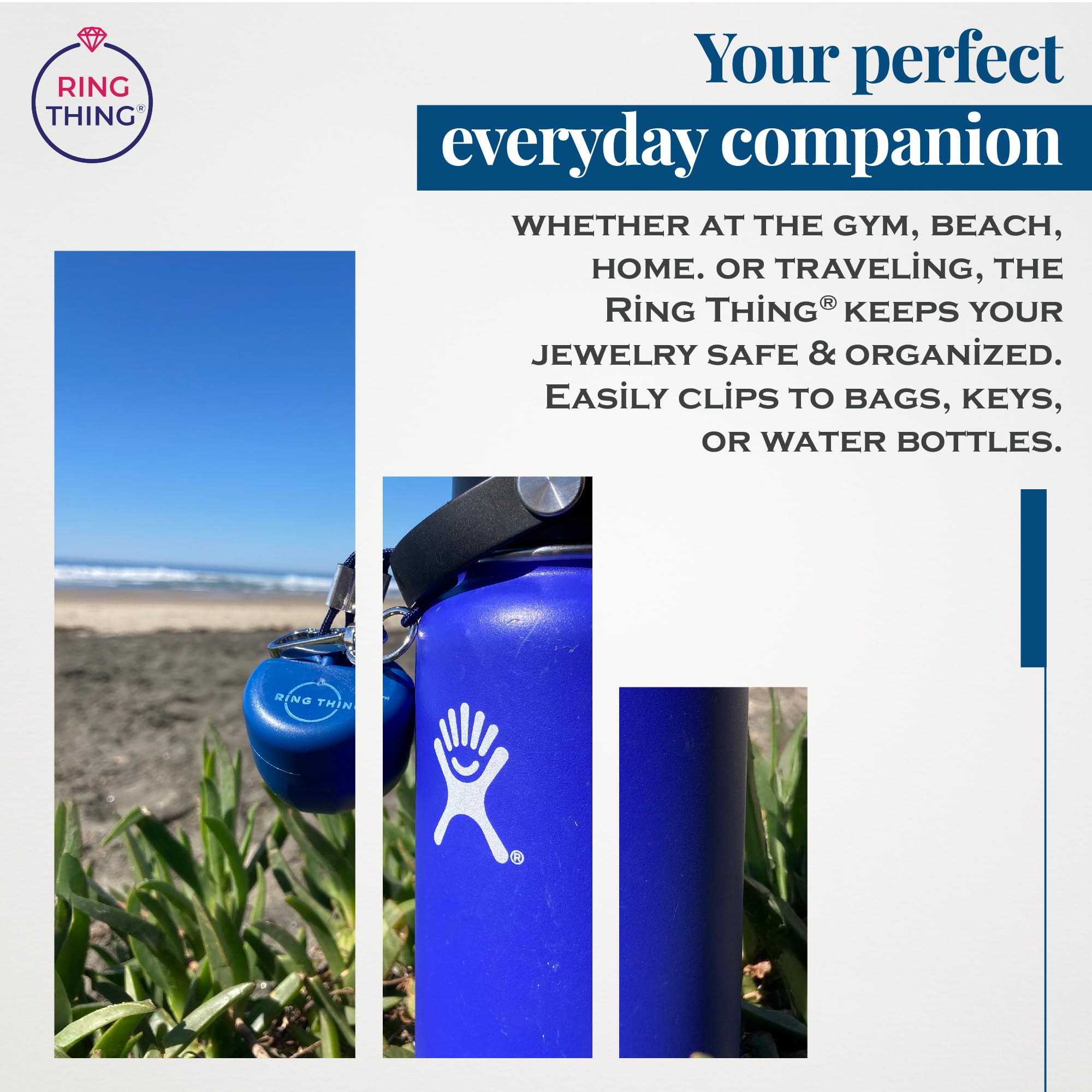 Ring Holder Keychain - Portable Waterproof Jewelry Organizer for Rings, Necklaces & Small Accessories | Travel, Gym & Daily Use Storage Case | Royal Blue