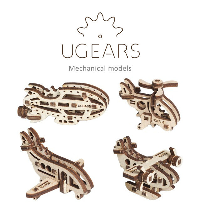 UGears U Fidget Aircraft - 3D Wooden Puzzle Model Kit for Adults & Teens - DIY Mechanical Toy Plane - Stress Relief & Focus Tool - Perfect for Office Desk, Classroom & Home Decor