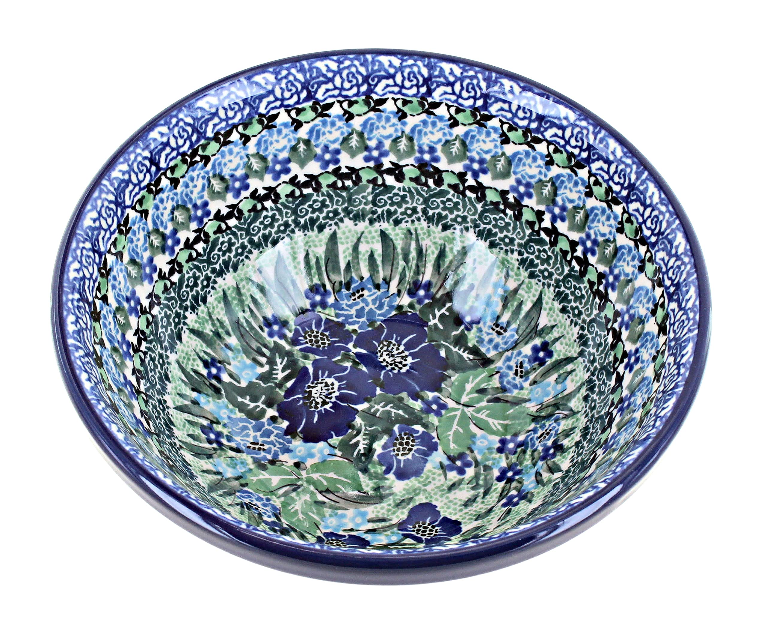 Blue Rose Polish Pottery Sapphire Fields Cereal Bowl & Soup Bowl - Handcrafted Ceramic Dish for Breakfast, Soup, Salad & Dessert | Elegant Dining & Home Decor