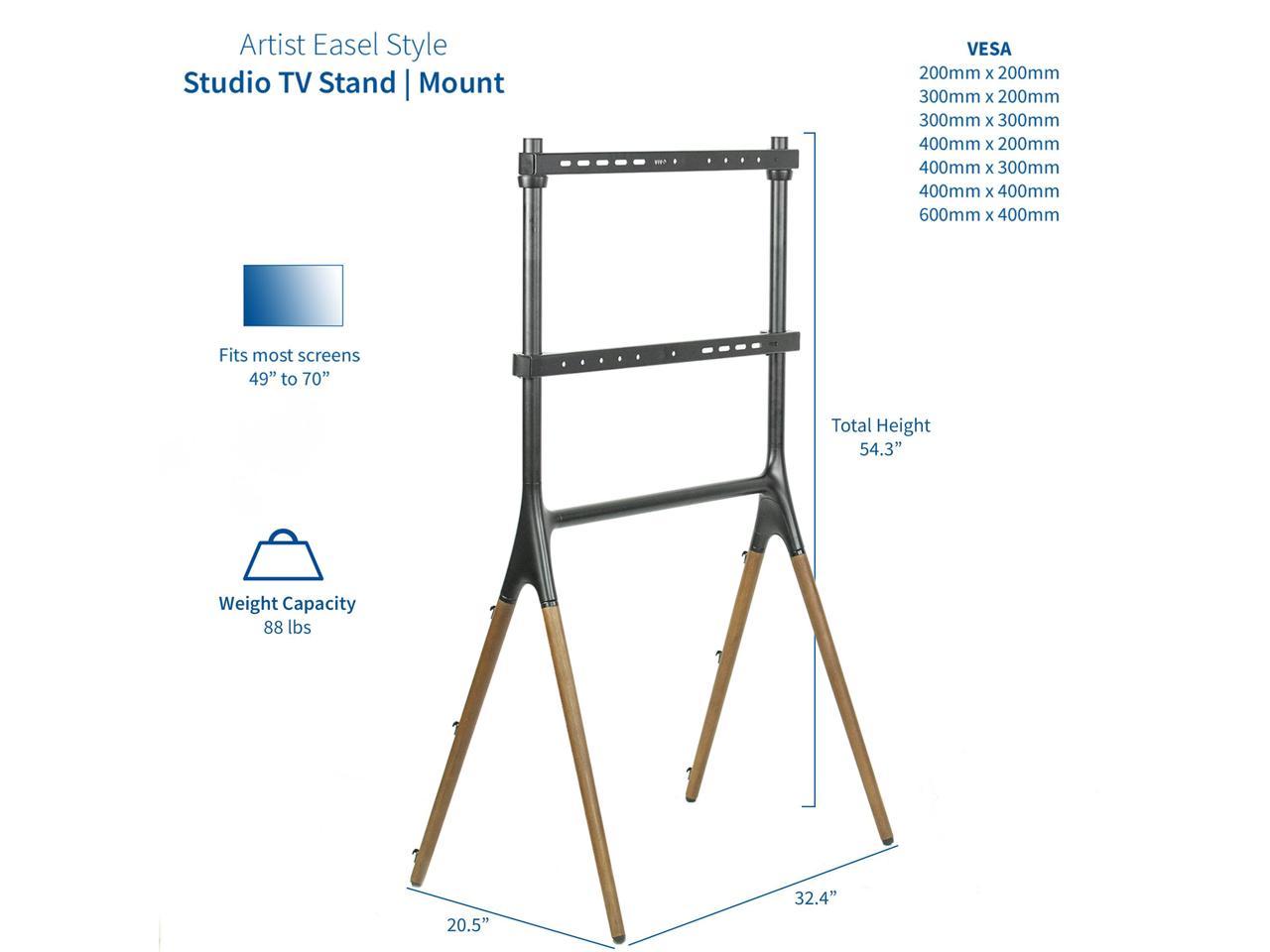 VIVO Adjustable TV Stand Easel for 49-70 Inch LED LCD Screens, 4-Leg Wood & Black Display Stand Holds Up to 88 lbs - Perfect for Living Room, Bedroom or Studio (Model: STAND TV70A) (Open Box)