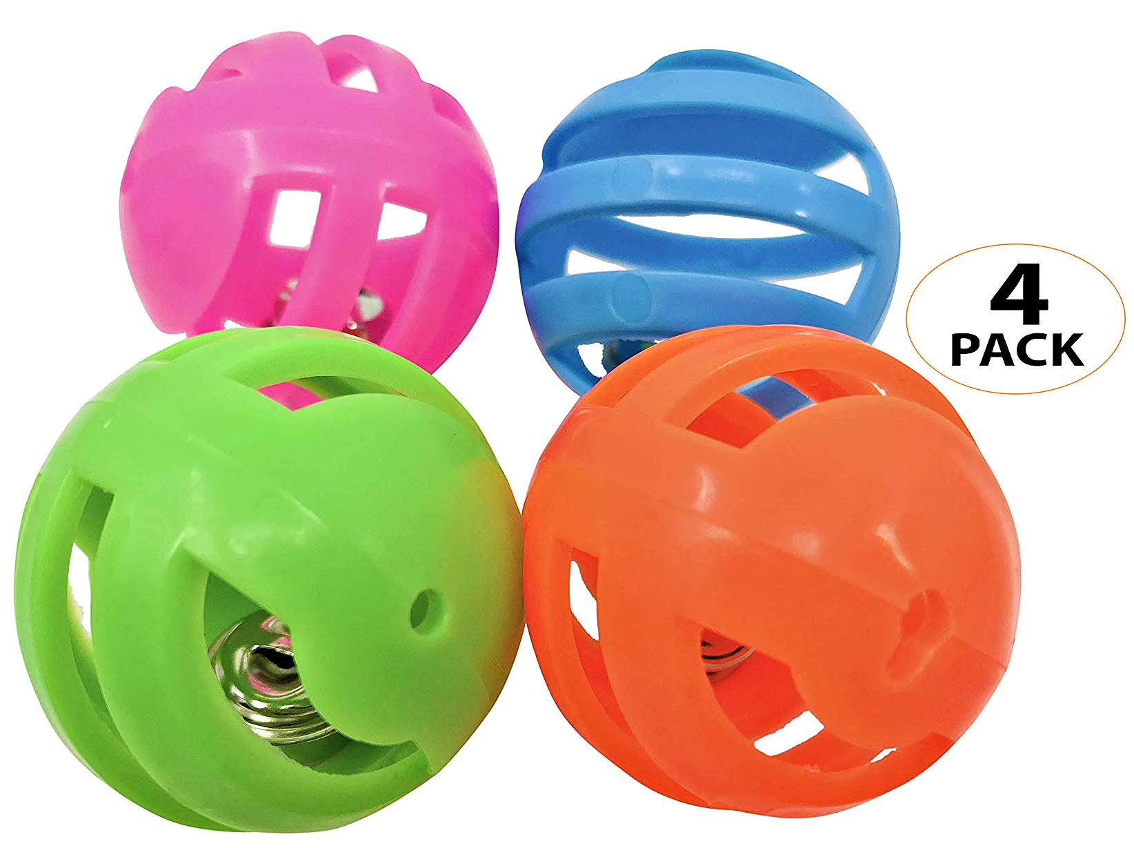 Bonka Bird Toys 1409 - 4 Pack Foraging Toy Balls for Cockatiels, Parakeets, Budgies & Small Parrots - Interactive Cage Toys for Mental Stimulation & Play - Perfect for Bird Enrichment & Exercise
