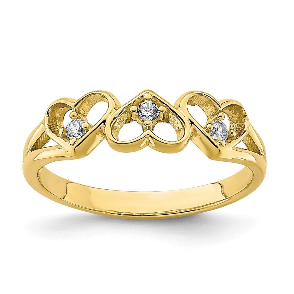 10K Gold CZ Cubic Zirconia Simulated Diamond Heart Ring for Women & Men - Size 2.50 - Perfect for Valentine's Day, Anniversary & Romantic Gifts