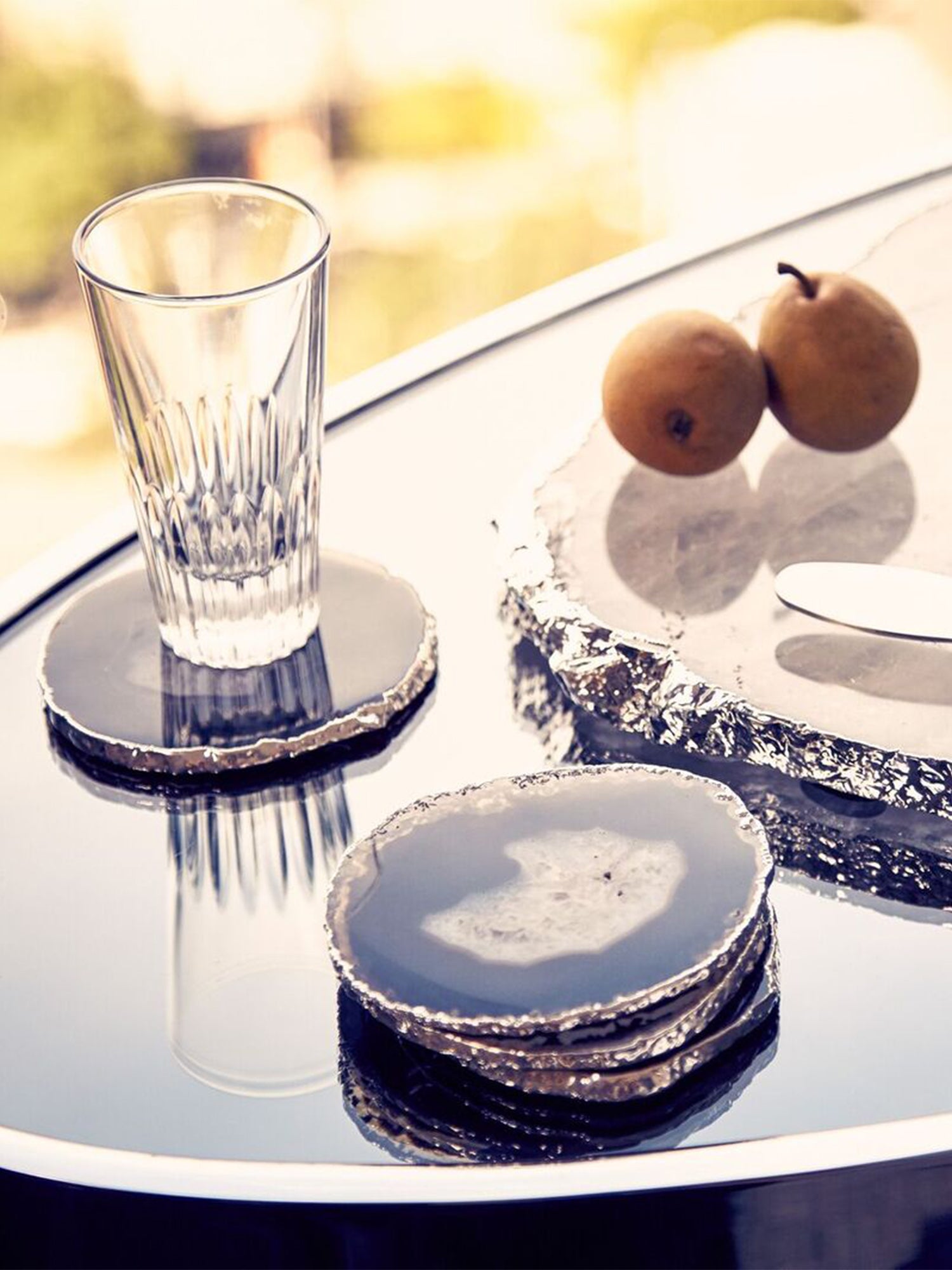 Lumino Coasters Set of 4 - Premium Absorbent Stone Drink Coasters for Home & Office - Protect Tables from Spills & Stains - Perfect for Coffee, Tea, Wine & Beverages