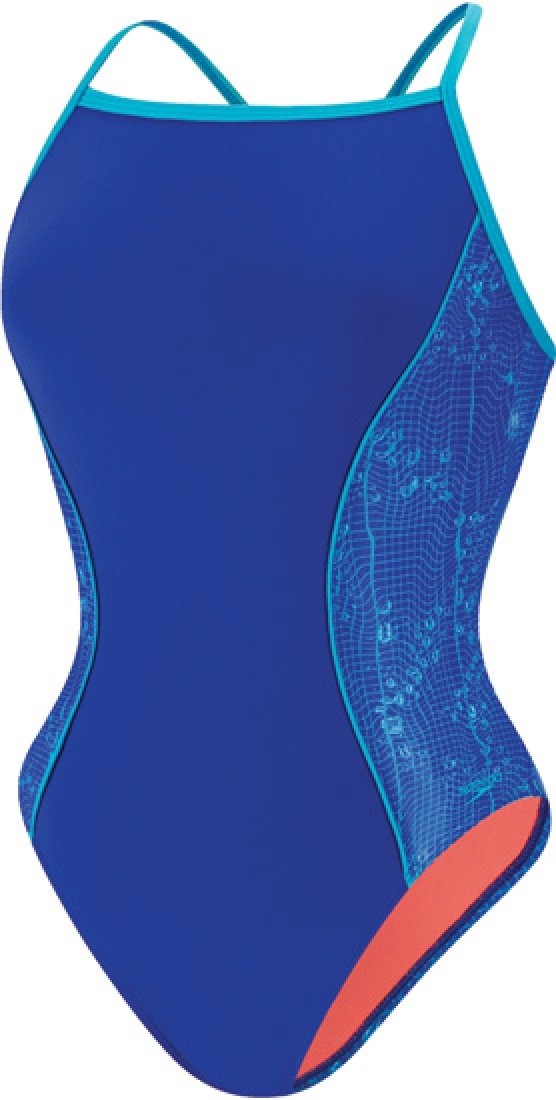 Speedo Women's Watergrid Splice Clip Back One Piece Swimsuit - High Performance Swimwear for Lap Swimming, Water Aerobics & Beach Vacations