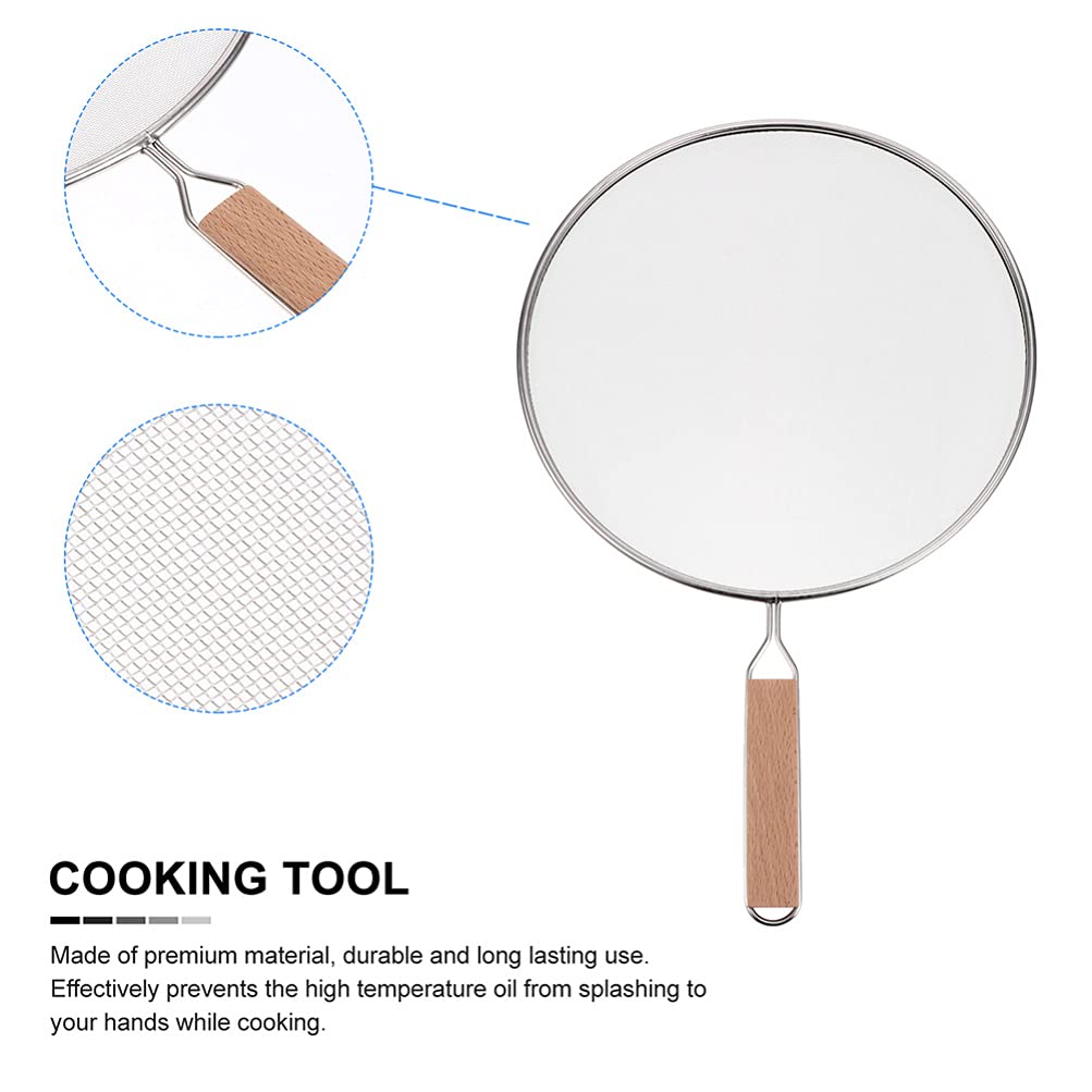 Kichvoe 1pc Fine Mesh Stainless Steel Oil Splatter Screen - Safe Cooking Lid for Iron Skillet & Frying Pan - Grease & Hot Oil Barrier - Perfect for Frying, Cooking, Baking & Kitchen Safety Protection