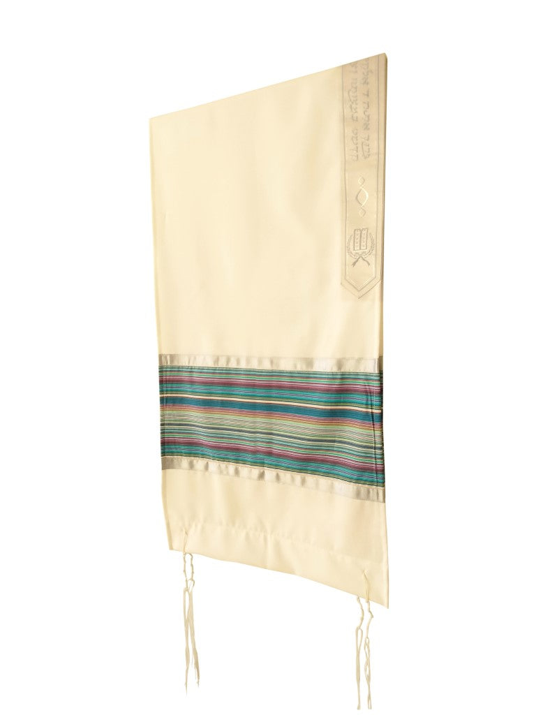 Authentic Israel Bar Mitzvah Tallit Prayer Shawl - Multi-Colored Stripes Jewish Prayer Scarf for Men & Boys | Perfect for Synagogue, Jewish Ceremonies & Religious Celebrations
