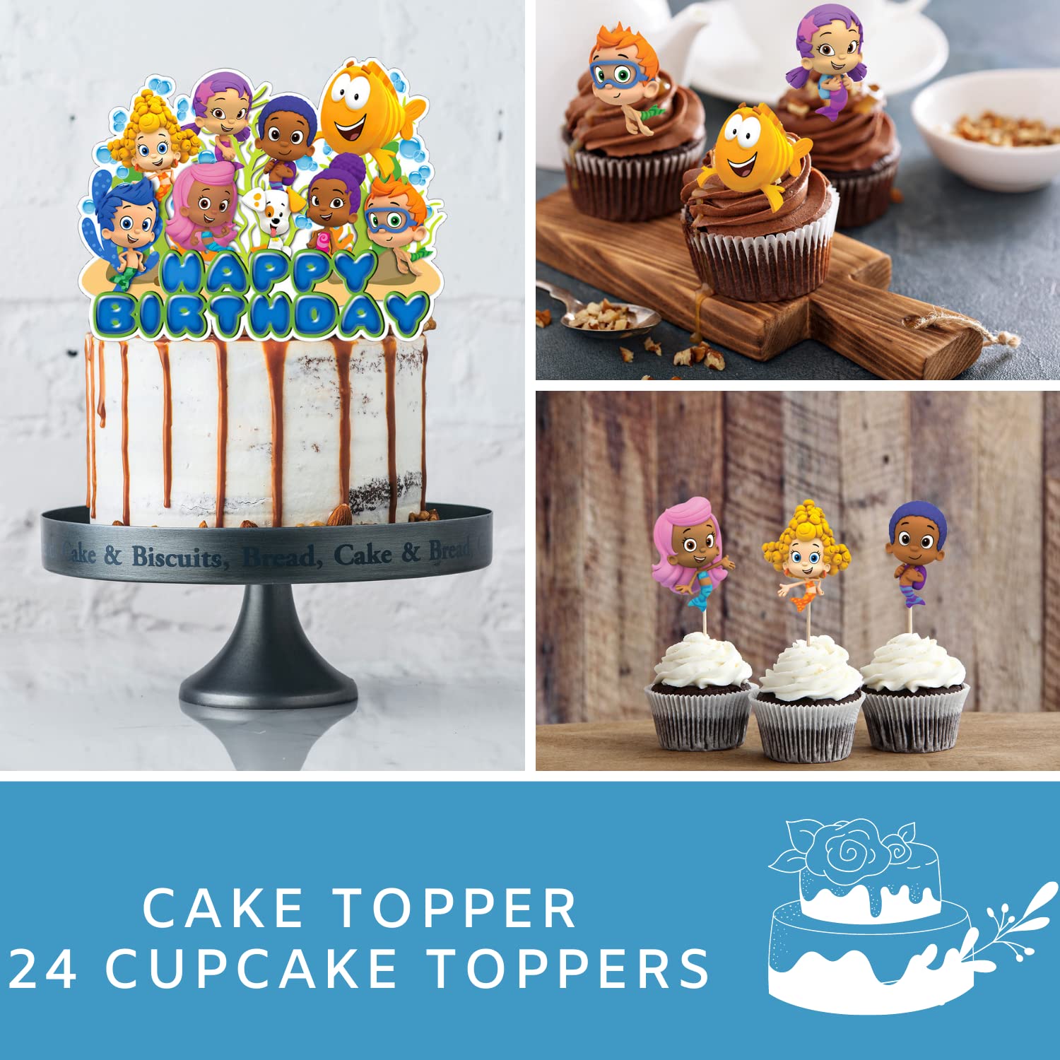 Nelton Bubble Birthday Party Kit - Backdrop, Banner, Cake Topper & Decorations for Kids Party
