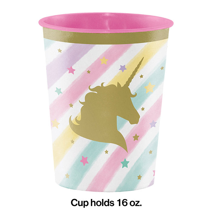12-Piece Bulk Sparkle Unicorn 16 oz Plastic Keepsake Cups - Perfect for Birthday Parties, Baby Showers & Themed Events