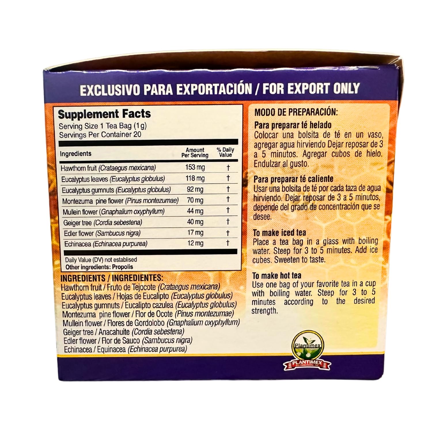 El Fulmina Cough Relief Tea with Propolis & Echinacea (30 Bags) - Herbal Immune Support for Cold & Flu Season - Perfect for Soothing Throat & Boosting Immunity