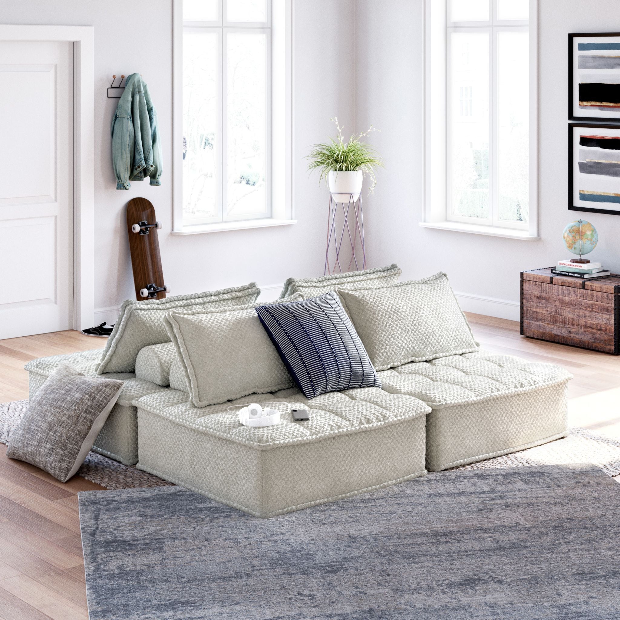 4-Piece Modular Sectional Sofa Set - Modern L-Shaped Couch with Chaise for Living Room, Lounge & Family Room - Comfortable & Stylish Home Furniture