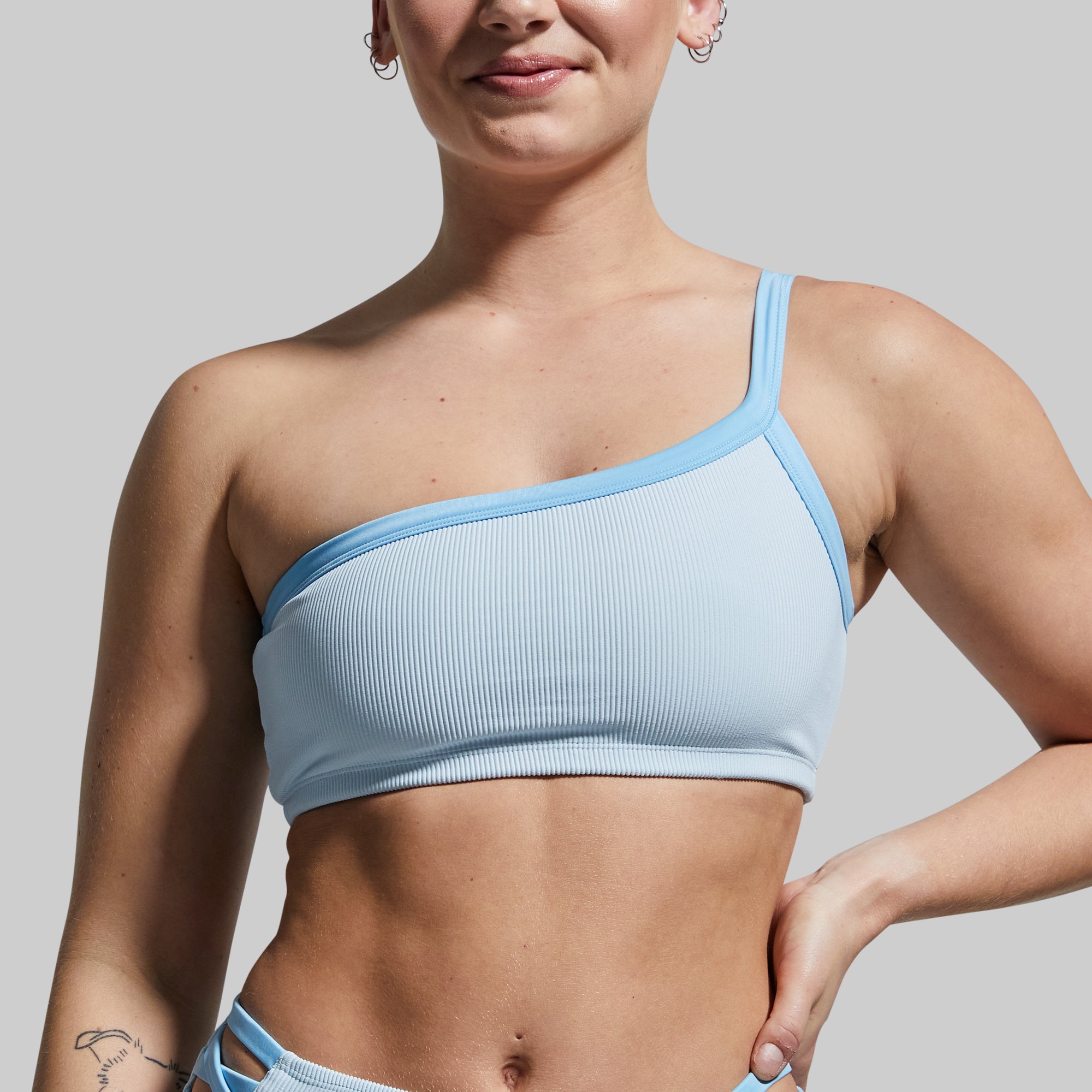 Deep End Bikini Top - Angel Blue Ribbed Swimwear for Women | Perfect for Beach, Pool & Summer Vacations