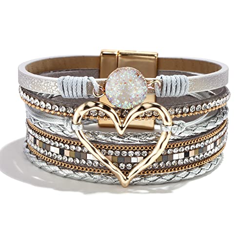 A1：silver leather warp bracelet