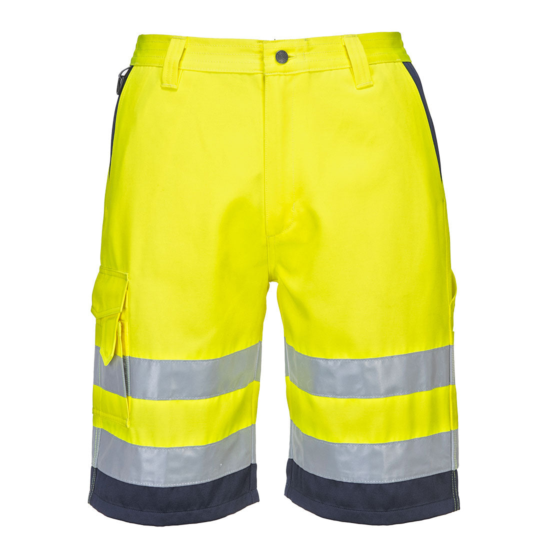 Portwest E043 High Visibility Poly-Cotton Shorts - Reflective Work Shorts for Construction, Safety & Outdoor Activities