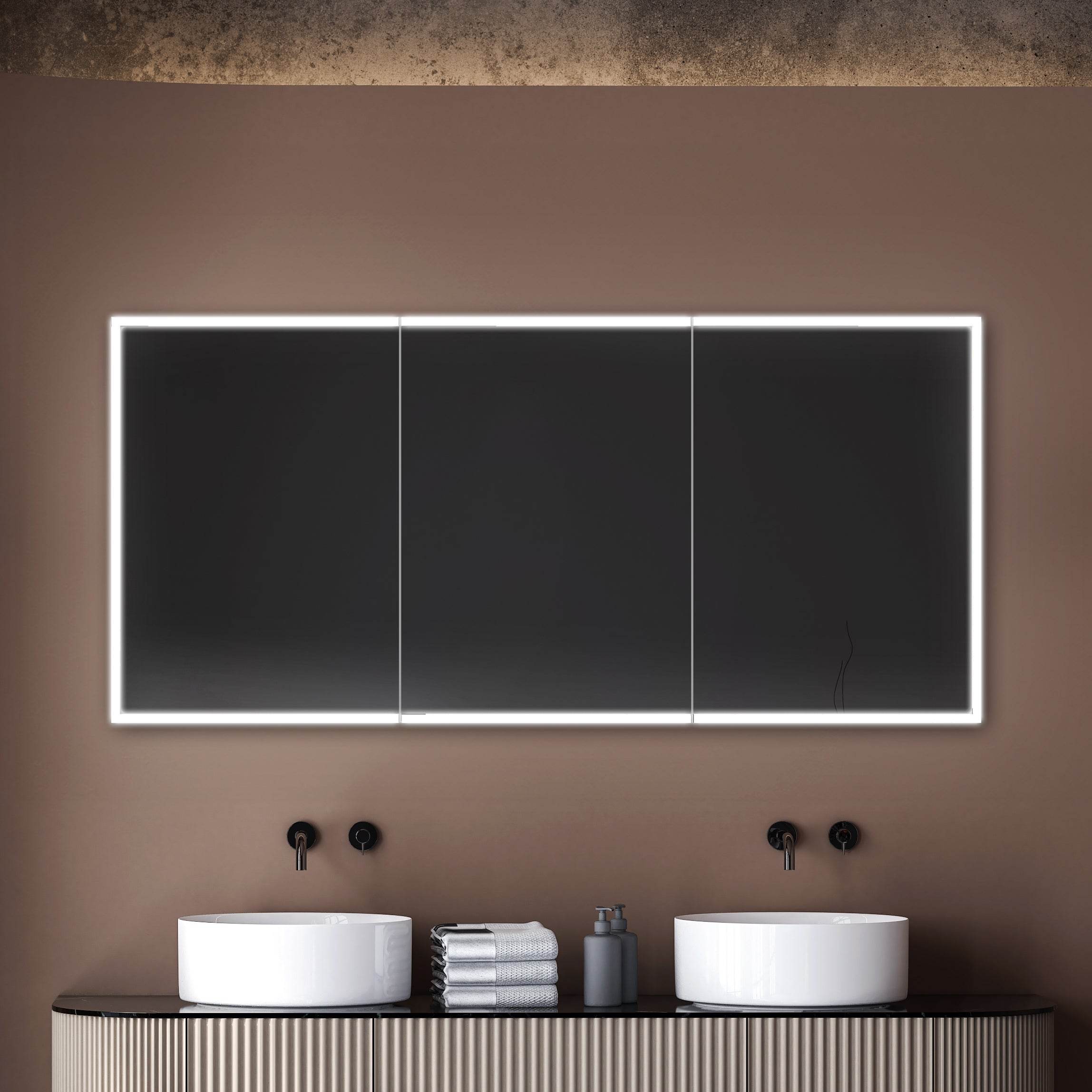 Dhalia LED Bathroom Medicine Cabinet with Defogger & 3X Magnifying Mirror - 5 Size Options for Vanity, Makeup, and Bathroom Storage