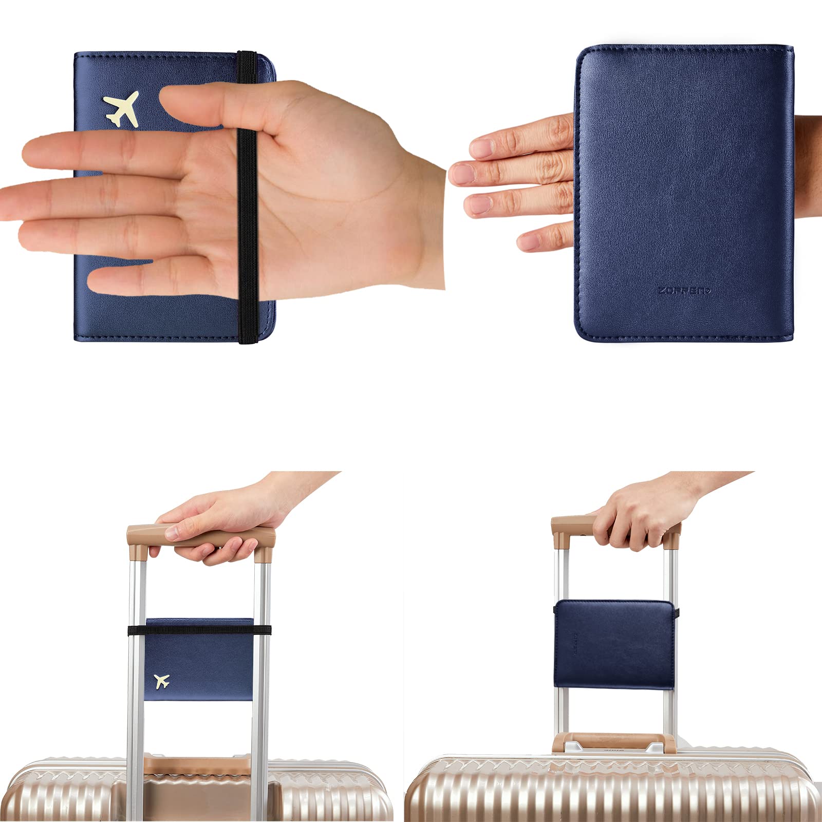 ZOPPEN RFID Blocking Passport Holder Wallet for Women & Men - Travel Document Organizer Cover Case (Blue) | Perfect for Airports, Vacations & Business Trips