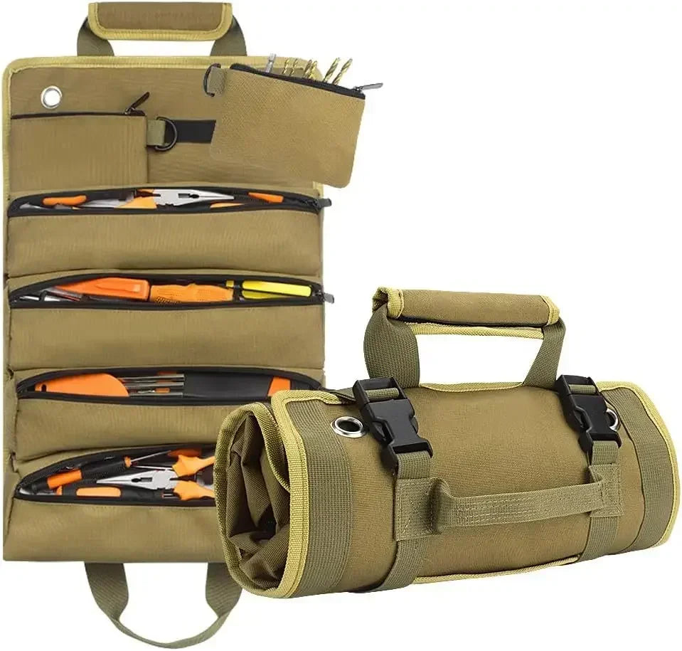 Heavy Duty Roll Up Tool Bag Organizer - Durable Portable Tool Storage for Electricians, Plumbers & DIYers - Perfect for Workshops, Construction Sites & Home Repairs