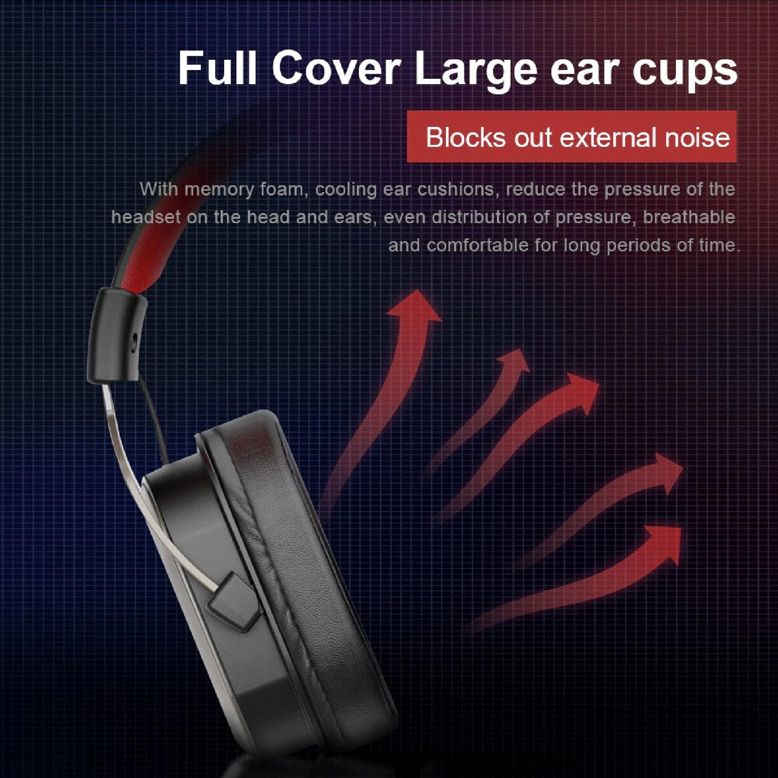 E-YOOSO Gaming Headset with Microphone - 3.5mm Wired Over-Ear Headphones with Surround Sound for PC, Laptop, PlayStation, Xbox & Mobile - Perfect for Online Gaming, Streaming & Video Calls