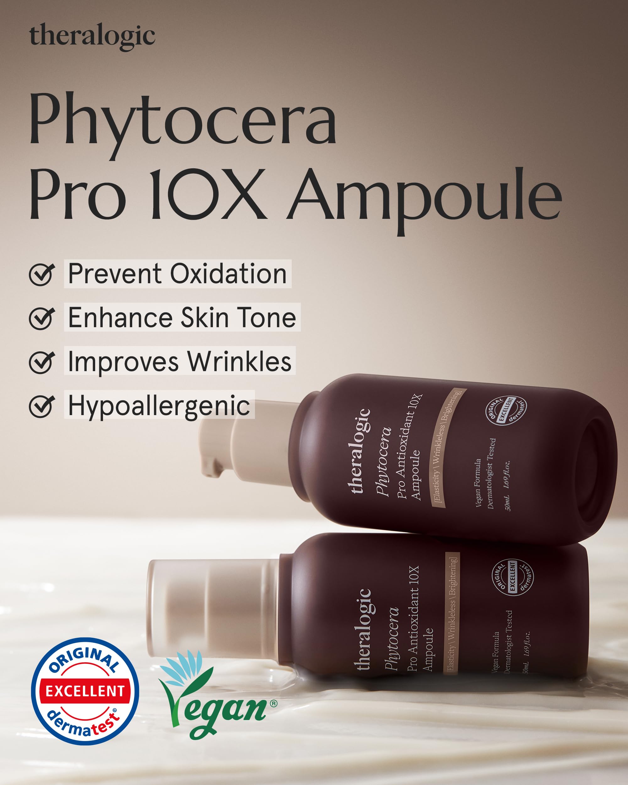 Phytocera Pro Antioxidant 10X Ampoule - Ceramide Lifting & Elasticity Anti-Aging Face Serum with Collagen & Hyaluronic Acid | Vegan, Dermatologist Tested (1.69 fl.oz) - Perfect for Daily Skincare Routine & Nighttime Hydration