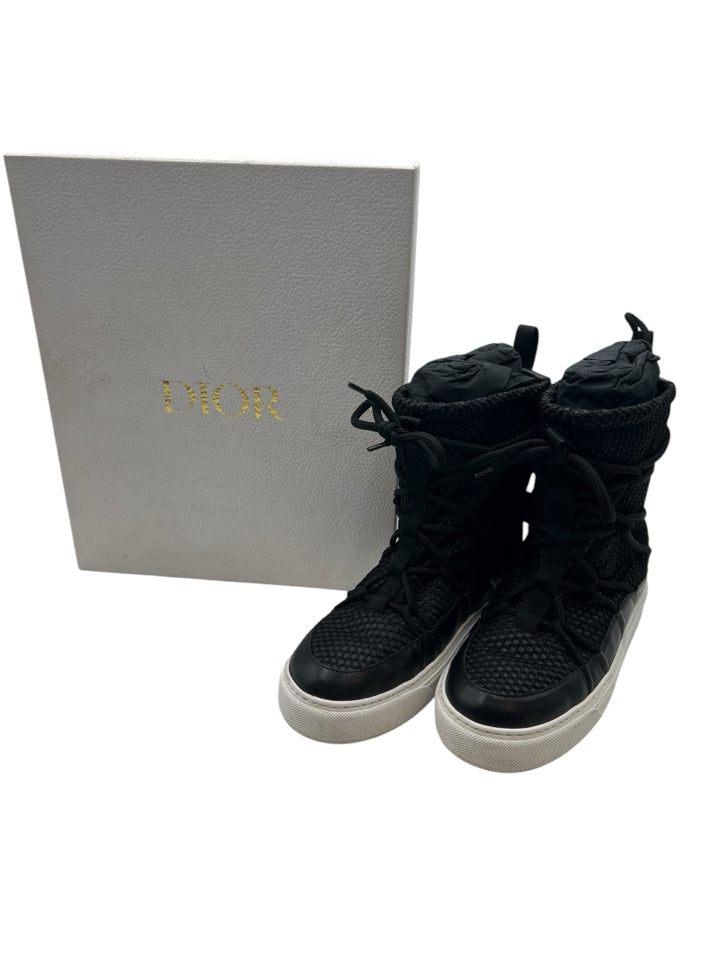 Christian Dior Black Resille Winter Solar Boots Women's Size 7 (EU 37) - Waterproof Snow Boots for Cold Weather, Fashionable Winter Shoes for Women, Perfect for Snowy Days & Outdoor Activities