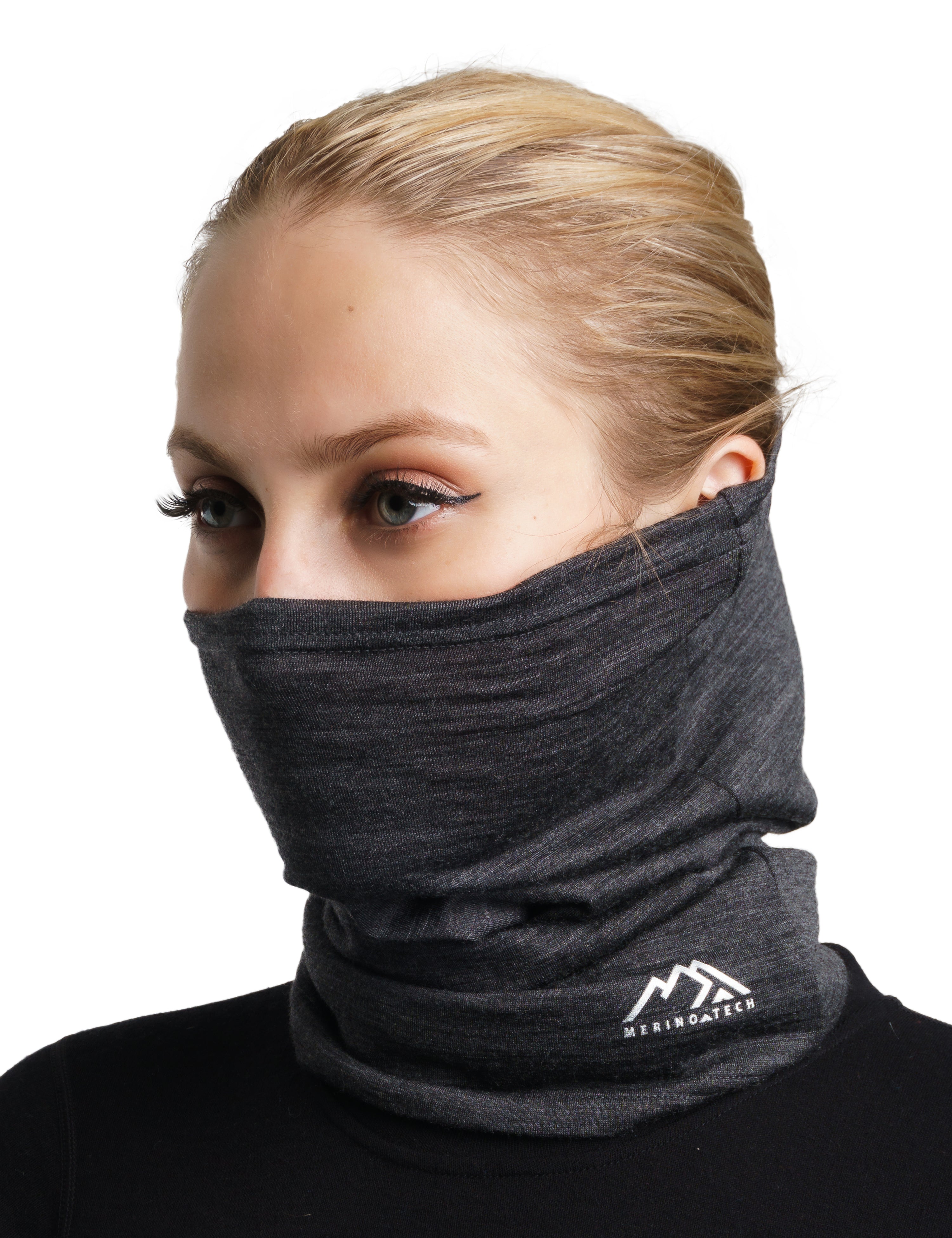 Premium Merino Wool Neck Gaiter - 165 GSM, Heathered Black - Warm & Breathable Winter Accessory for Skiing, Hiking & Outdoor Activities