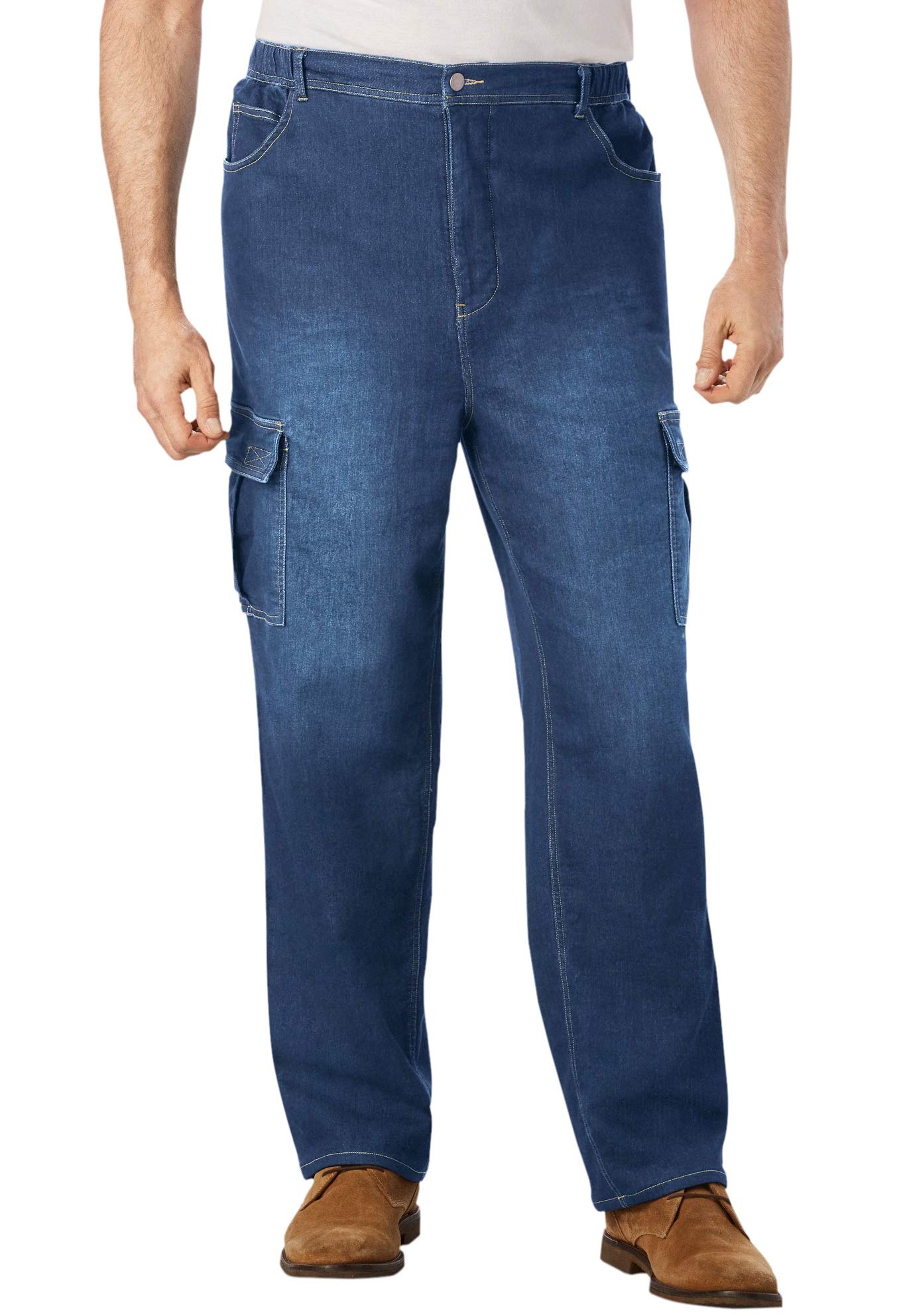KingSize Men's Big & Tall Relaxed Fit Cargo Denim Sweatpants Jeans - Comfortable Stretch Pants for Casual Wear, Outdoor Activities & Lounge