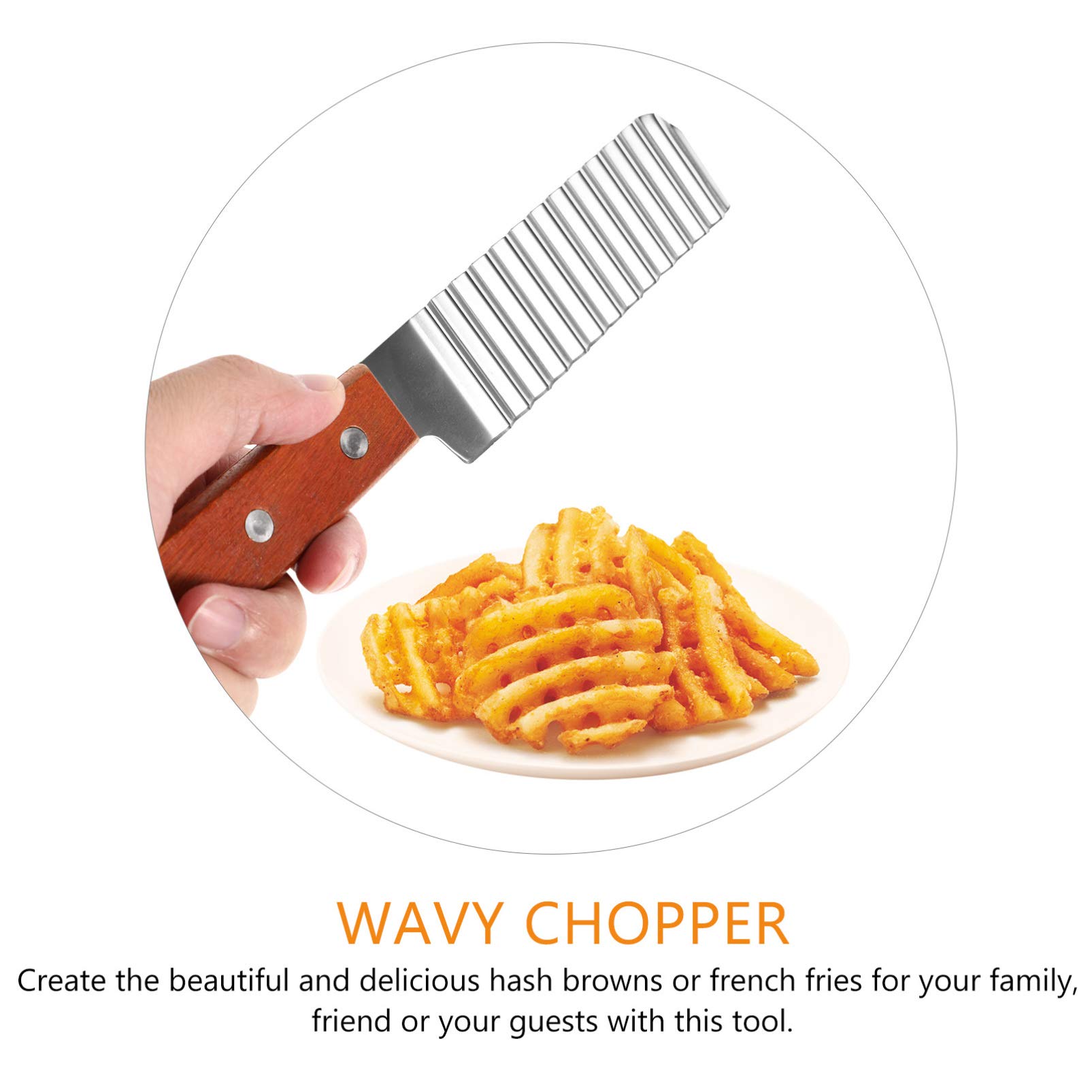 2-Pack Stainless Steel Wavy Potato Slicer - Crinkle Cut French Fry Maker for Home Kitchen, Perfect for Making Homemade Chips, Wedges & Salad Garnish