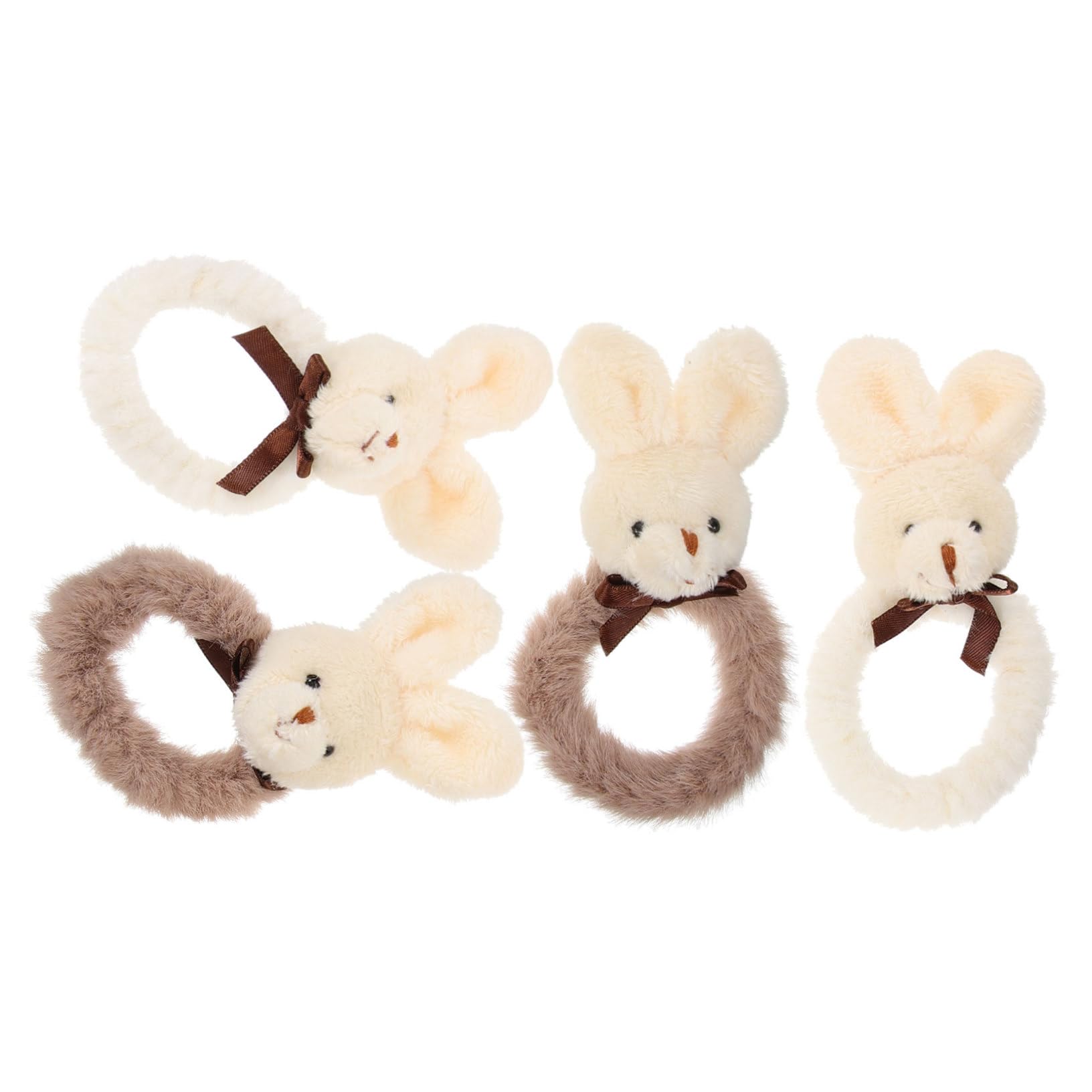 KESYOO 4pcs White Faux Rabbit Hair Scrunchie - Soft Plush Bunny Animal Elastic Hair Bands, Fuzzy Ponytail Holders for Women & Girls | Perfect for Costume Parties, Everyday Wear & Gift Giving