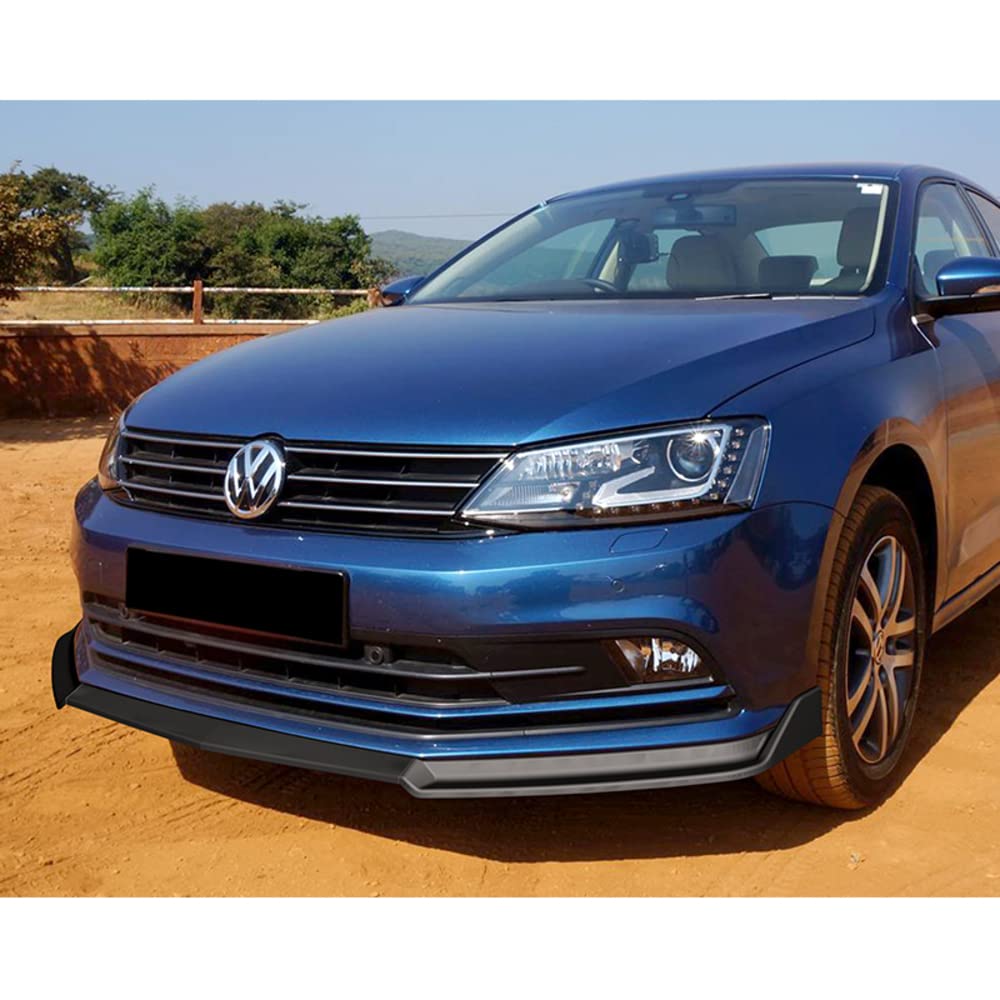 Q1-TECH 5PCS Front Bumper Lip & Side Skirt Rocker Winglet Canard Diffuser Wing Kit for 2015-2018 Volkswagen Jetta MK6.5 - ABS Matte Black Front Lip Spoiler & Body Splitter - Perfect for Car Styling & Performance Enhancement