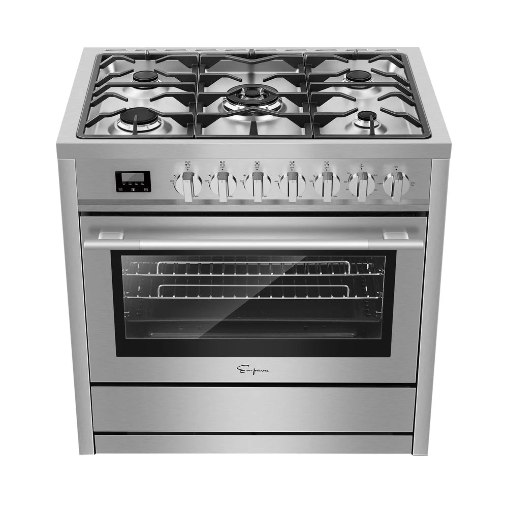 Empava 36-Inch 4.3 cu.ft Slide-In Gas Range with 5 Sealed Burners - Stainless Steel Convection Oven for Baking, Roasting & Broiling - Perfect for Home Kitchen & Restaurant Use