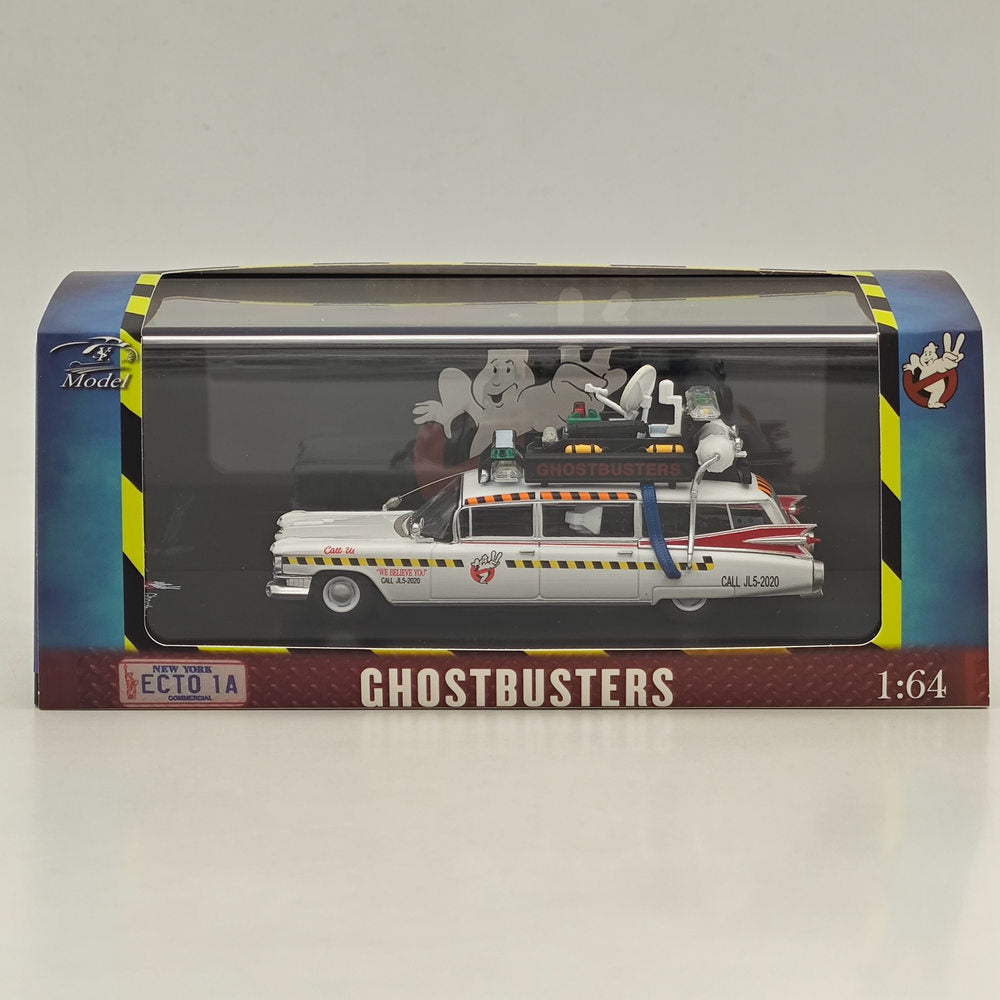 1/64 Scale YS Cadillac Ghostbusters ECTO-1A Diecast Model Car - Highly Detailed Collectible Miniature for Movie Fans & Car Enthusiasts - Perfect for Display, Gifts, and Ghostbusters Memorabilia Collections