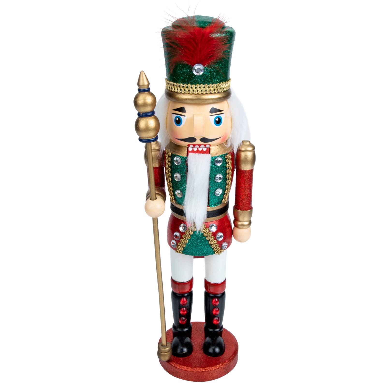 Premium Wooden Christmas Nutcracker Soldier Figures - Festive Holiday Decor with Green Hat, Handcrafted Nut Cracker Doll for Shelves, Tables & Mantels - Perfect for Christmas Tree Decorations, Gift Exchanges & Holiday Home Decorating