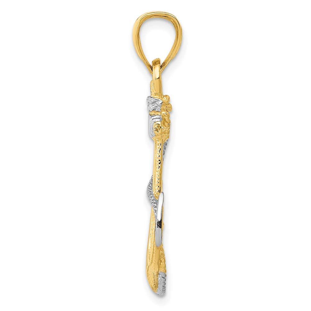 14k Two-Tone Gold Anchor Pendant with Rope - Nautical Jewelry for Women
