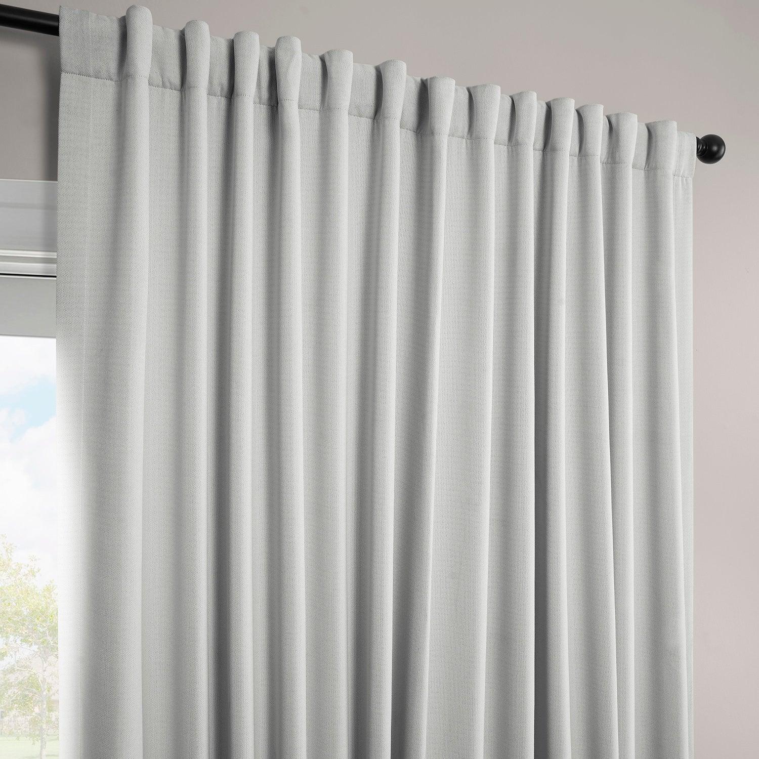 Oyster Extra Wide Textured Faux Linen Room Darkening Curtains - Blackout Window Drapes for Bedroom, Living Room & Home Theater