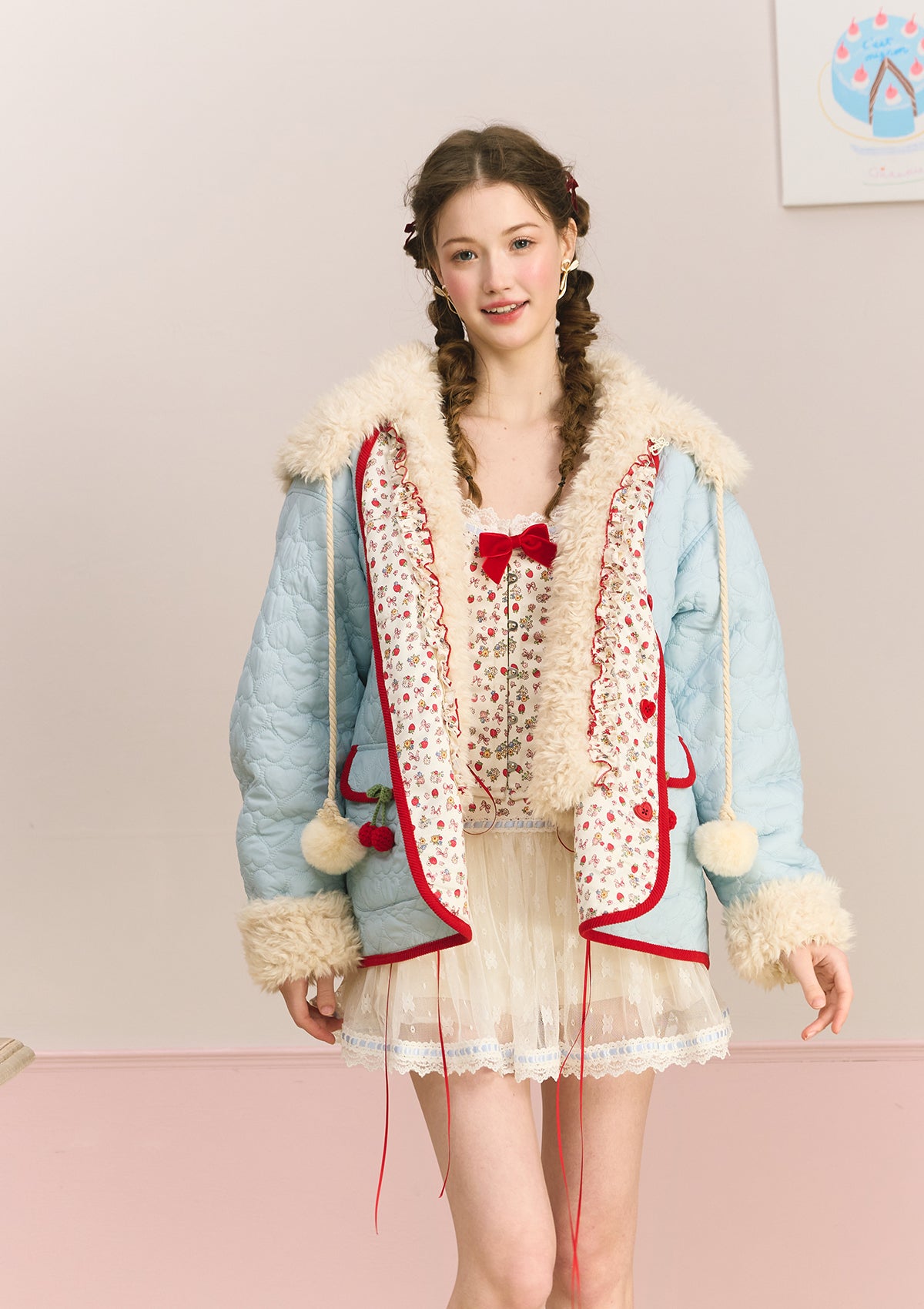 Berry Katie Rabbit Plush Coat - Soft & Cozy Winter Jacket for Women, Cute Faux Fur Outerwear with Hood | Perfect for Casual Outings, Date Nights & Cold Weather Fashion