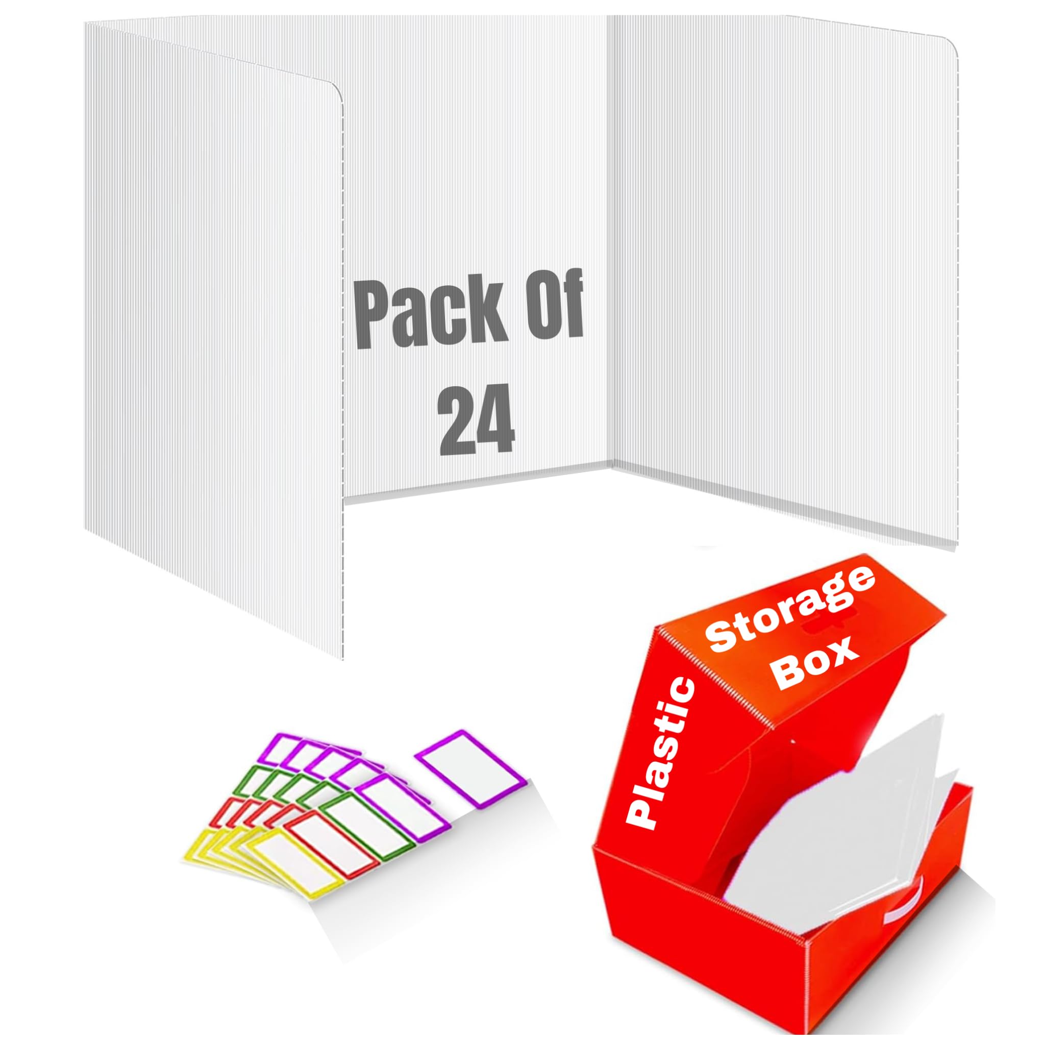 24 Plastic Privacy Folders for Students - Waterproof Desk Dividers for Classrooms & Testing