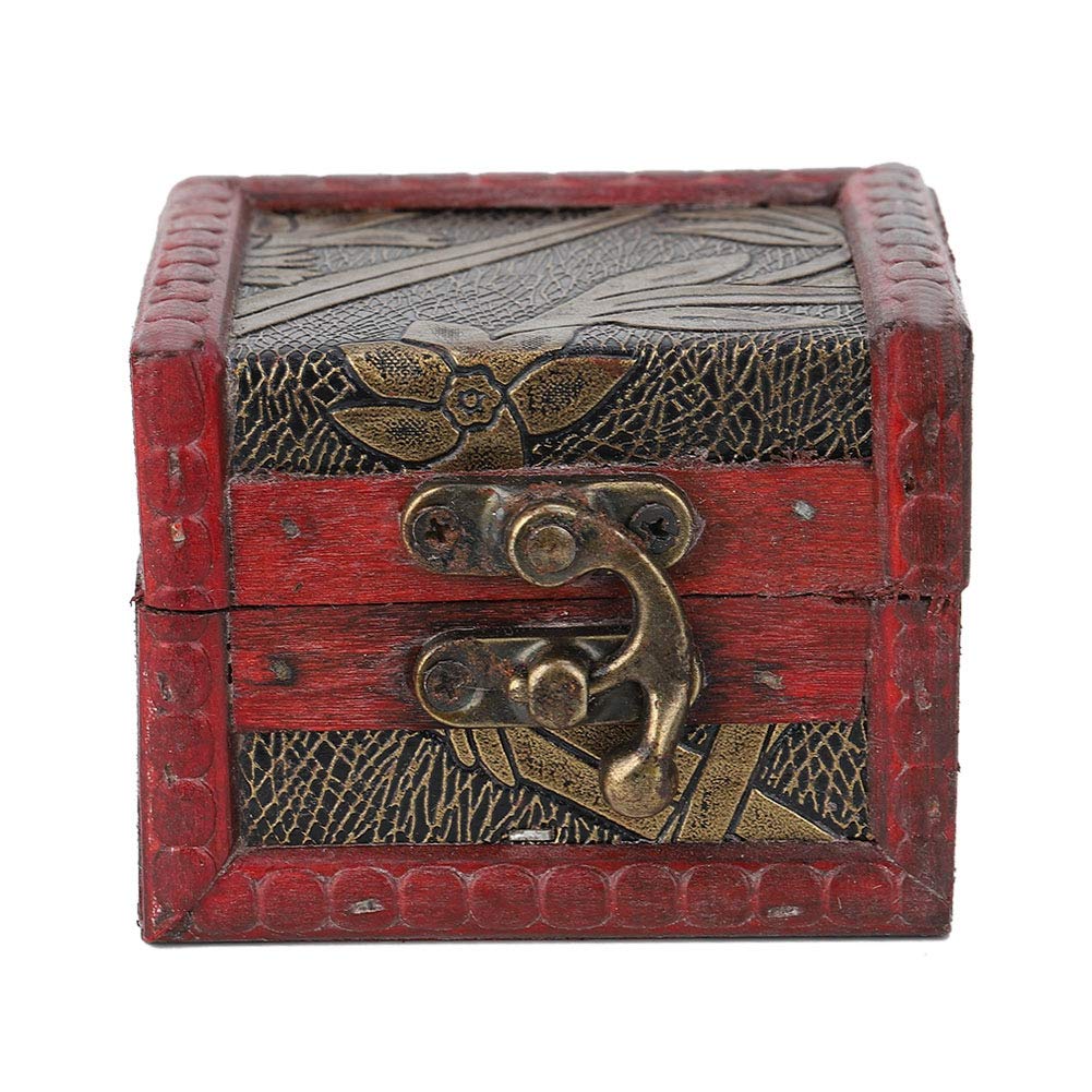 Vintage Wooden Jewelry Box with Lock - Decorative Storage Organizer for Jewelry, Wedding Candy, Gifts & Home Decor - Antique Treasure Chest (Narcissus Design) - Perfect for Wedding Favors, Jewelry Storage & Home Decoration
