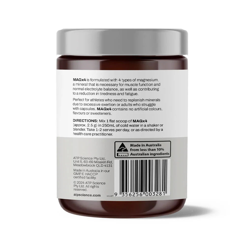 ATP Science Magx4 Magnesium Supplement for Muscle Recovery, Sleep & Stress Relief - Supports Energy & Relaxation - Ideal for Athletes, Fitness Enthusiasts & Busy Professionals