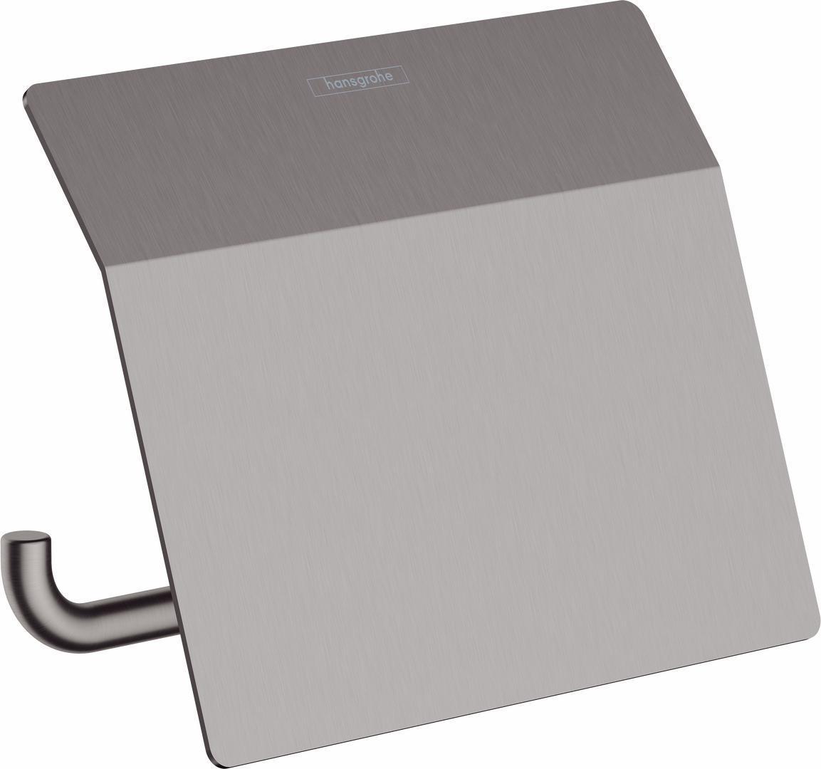 Hansgrohe AddStoris Brushed Black Chrome Toilet Paper Holder 41753340 - Modern Bathroom Accessory for Home & Hotel Use