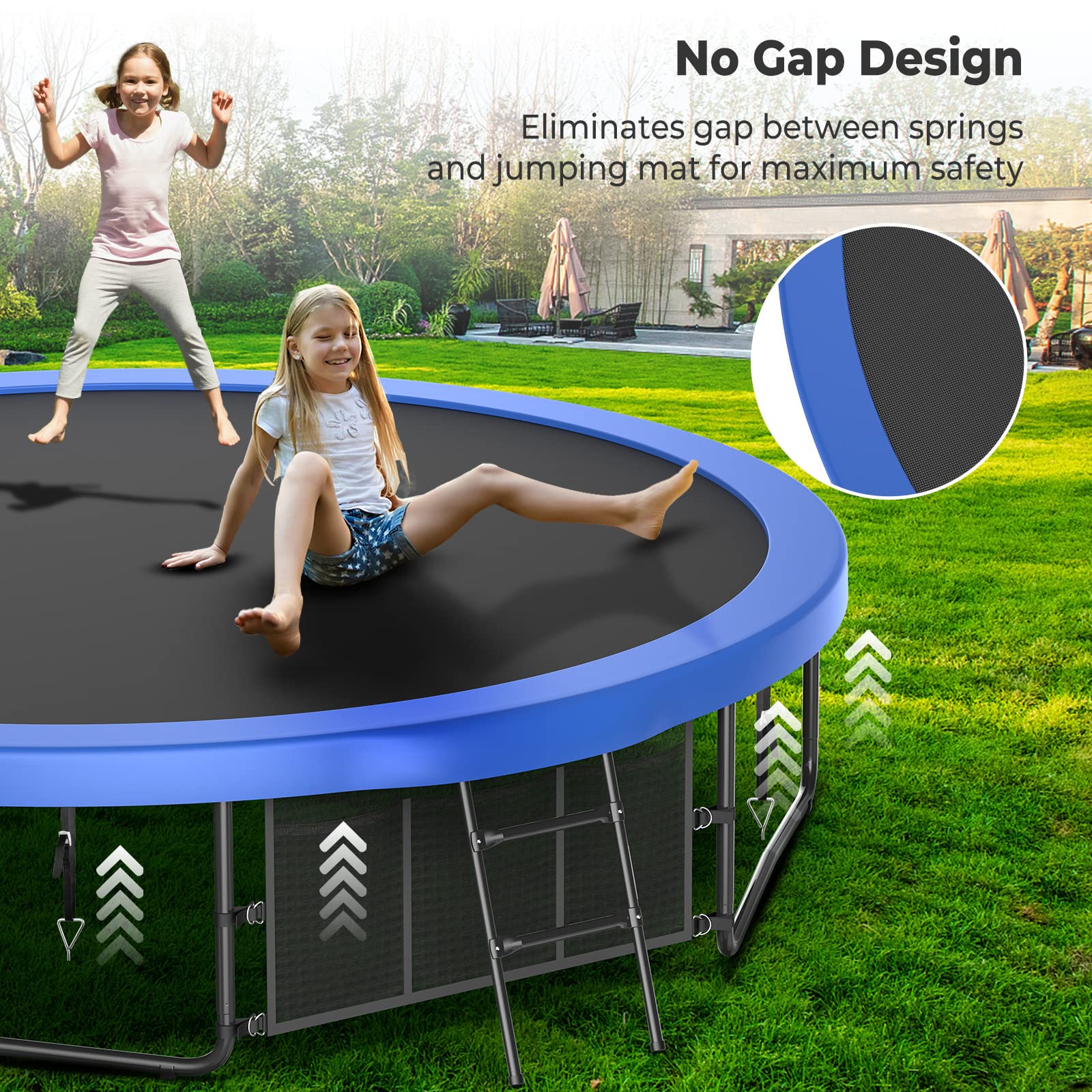 10FT 12FT 14FT 15FT 16FT Large Outdoor Trampoline with Basketball Hoop & LED Lights - Heavy Duty Recreational Trampoline for Kids & Adults with Safety Net, Sprinkler & Anchor Stakes | Perfect for Backyard Fun, Exercise & Family Outdoor Activities