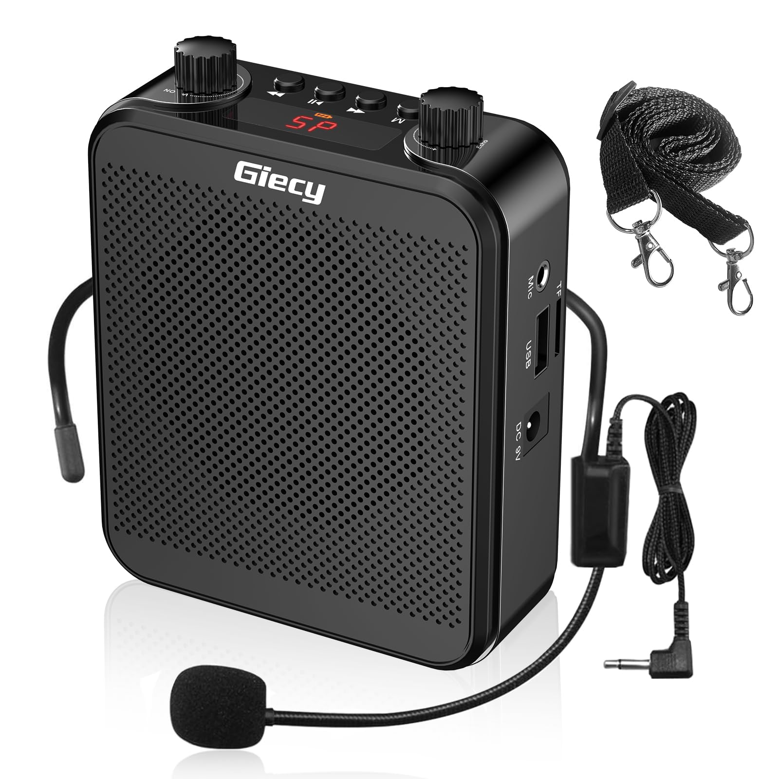**Giecy 30W Portable Voice Amplifier with Microphone Headset - Rechargeable 2800mAh Battery, Mini PA System for Teachers, Tour Guides, Coaches & Presenters - Perfect for Outdoor Classes, Guided Tours, Sports Training & Public Speaking**