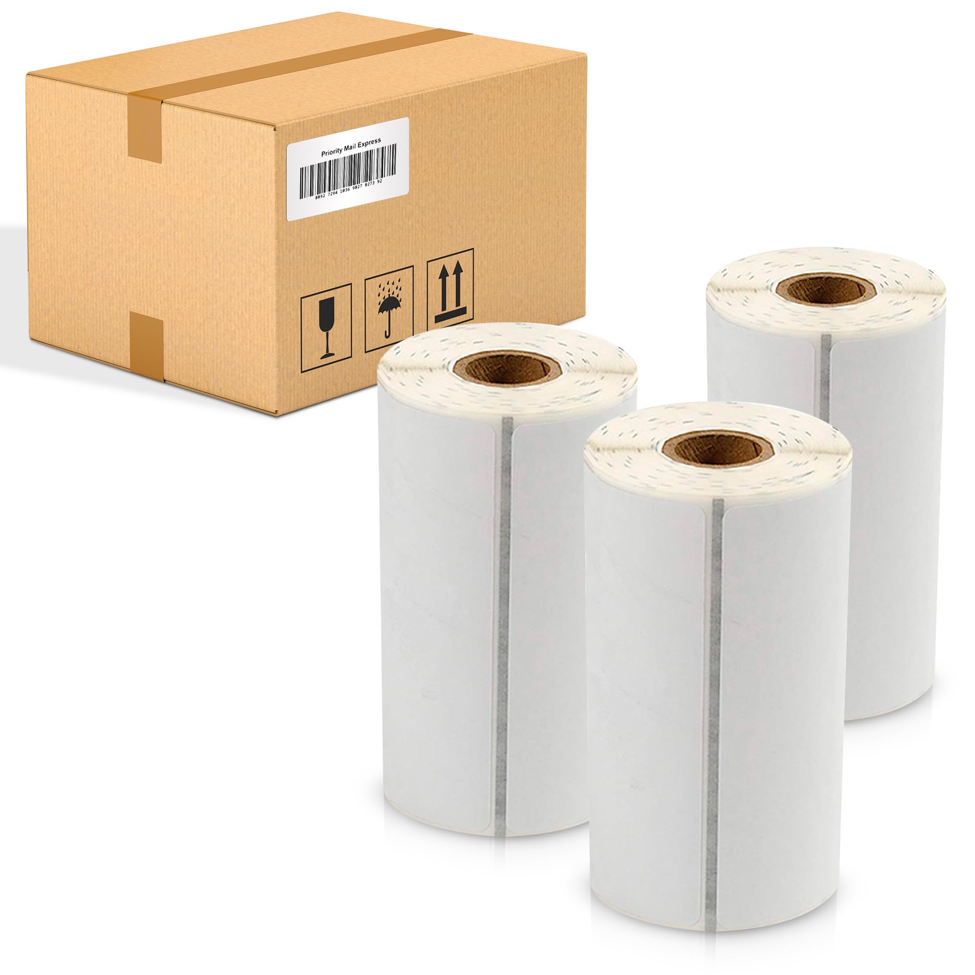 AMIFF 4 x 2 Inch White Direct Thermal Labels - 9600 Pack Self-Adhesive Shipping Labels with Timing Mark & 0.75 Inch Core | Perforated for Easy Use | Compatible with Mobile Printers | Ideal for E-commerce, Logistics & Package Shipping