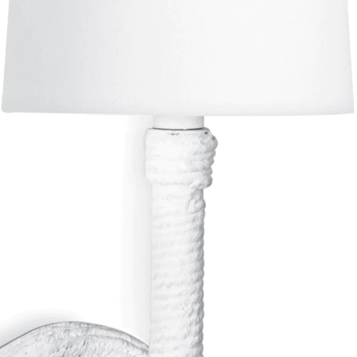Coastal Living Borcay White Rope Textured Wall Sconce with Linen Shade - Modern Farmhouse Lighting for Bedroom, Living Room, and Hallway Decor