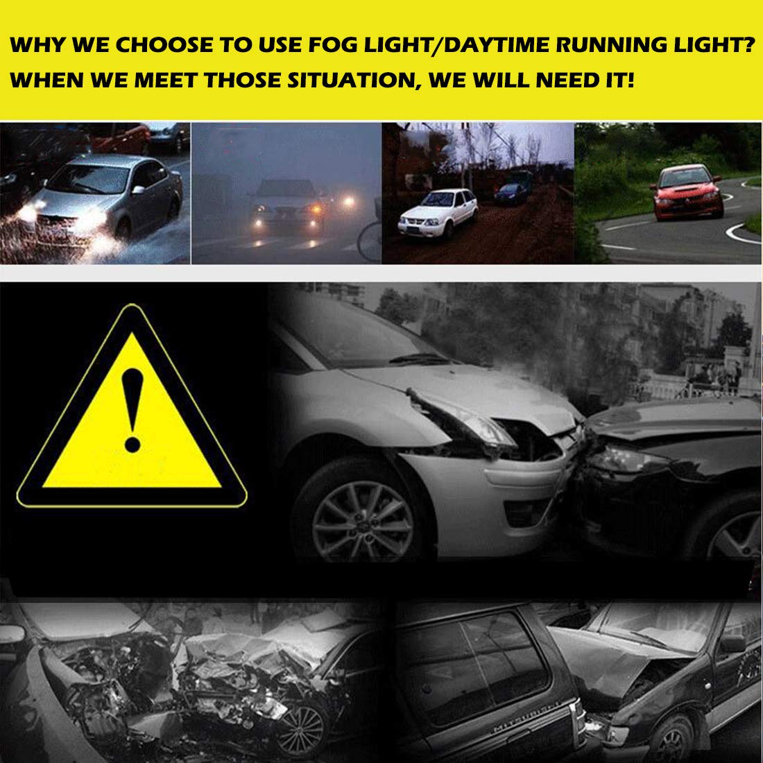 2018-2020 Toyota Camry LED Daytime Running Lights (DRL) with Fog Lights - Tri-Color DRL LED Turn Signal Lamps for Camry SE/XSE Models - Includes Bezel & Wiring Harness - Perfect for Night Driving & Enhanced Visibility