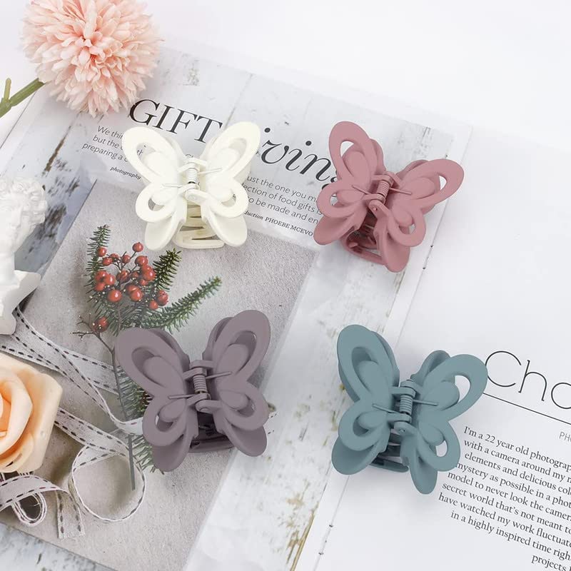 CHRONEX 4PCS Butterfly Hair Clips for Women & Girls - Non-Slip Hair Clutch Clips, Hair Accessories for Ponytail, Bun & Updo Hairstyles - Perfect for School, Work, Parties & Everyday Use